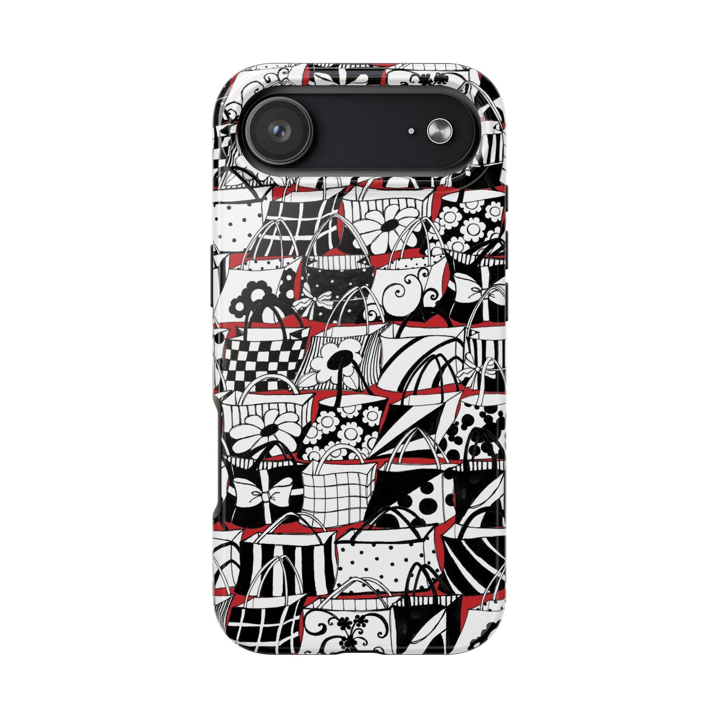 Totally Black, White & Red Phone Case