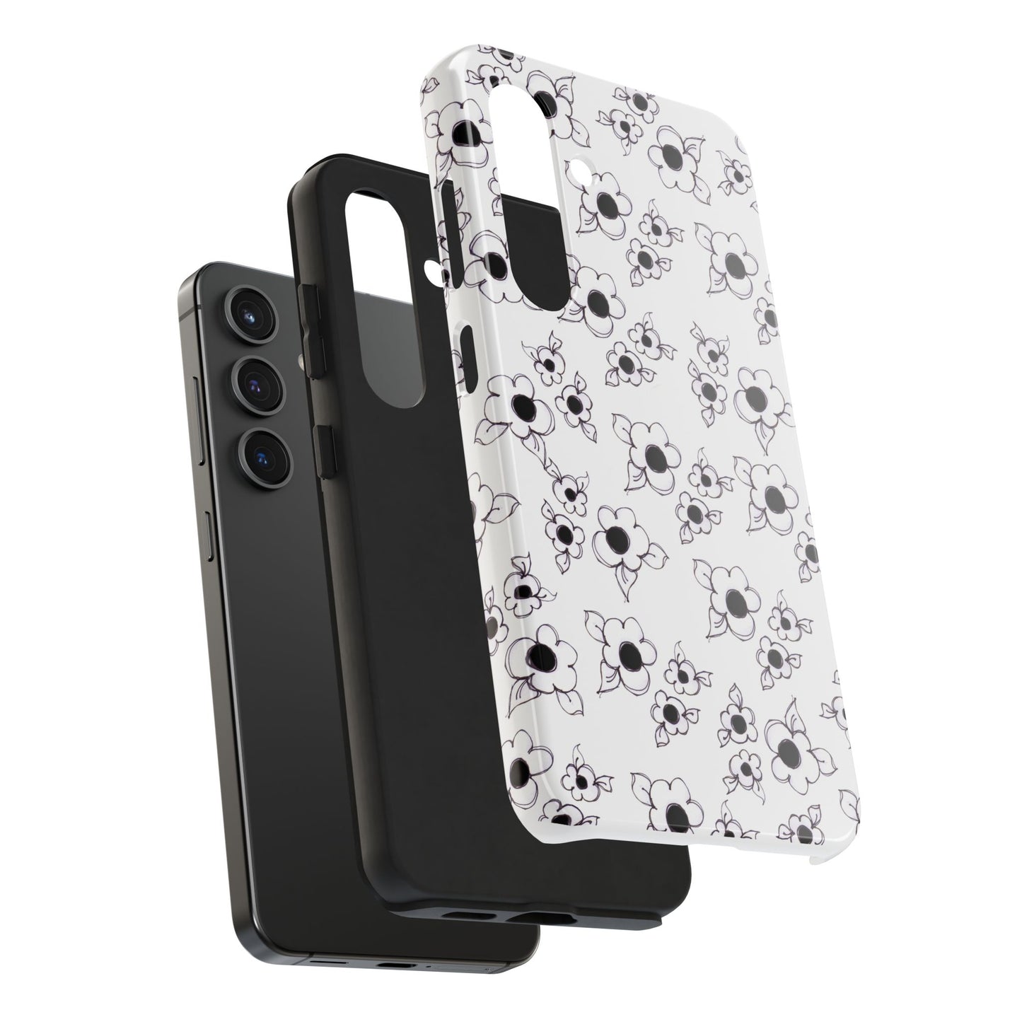 Daisy Cluster White / Black Phone Case