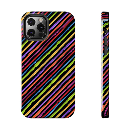 Quirky Bias Stripe Black Phone Case