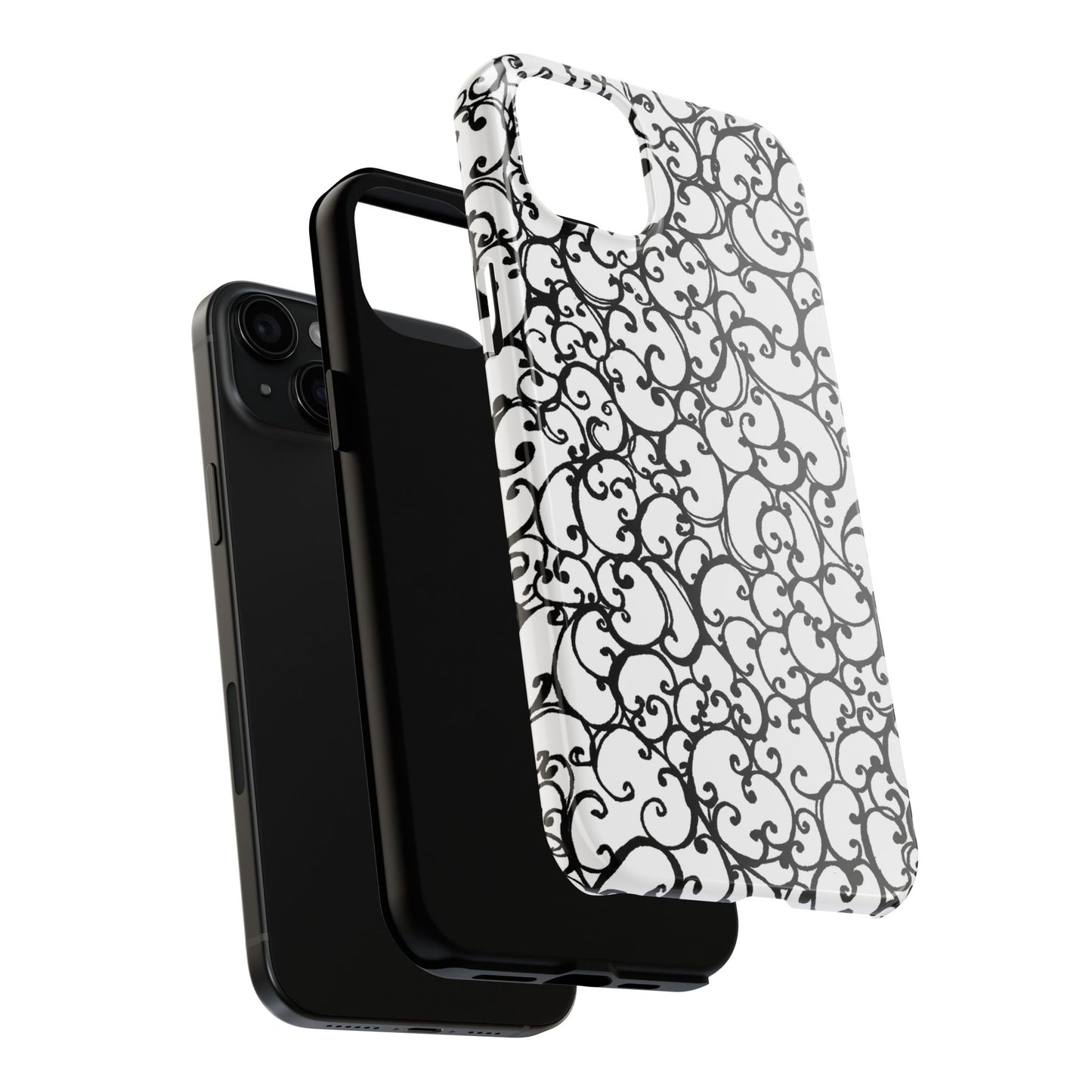 Scrollie White / Black Phone Case