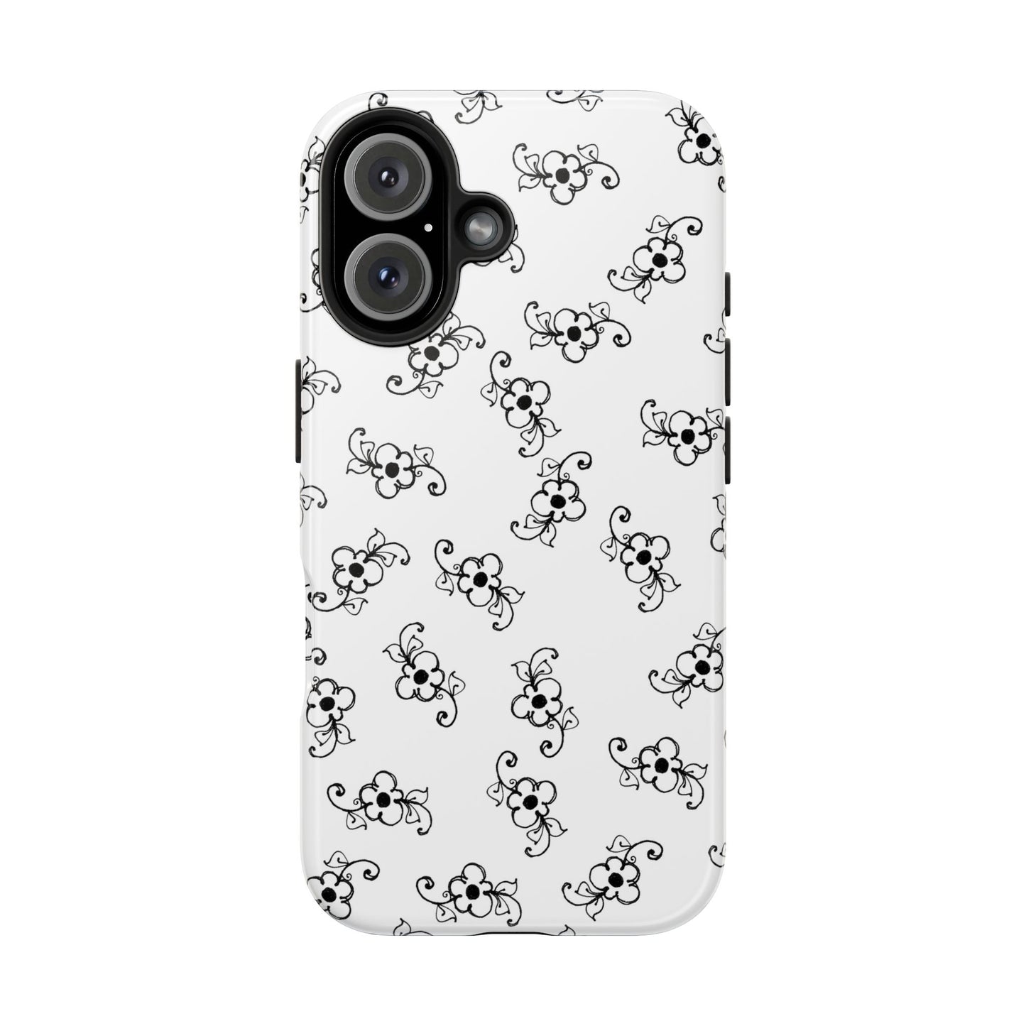 Daisy Scroll White / Black Phone Case