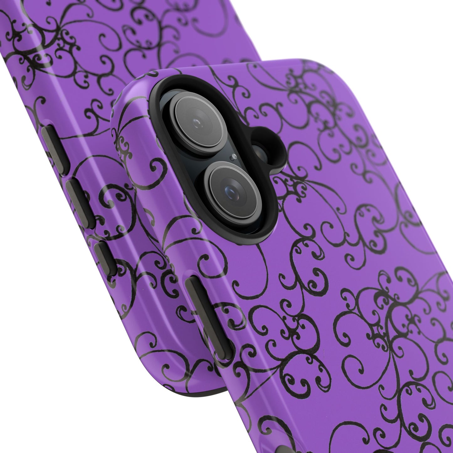 Elegant Scroll Purple / Black Phone Case