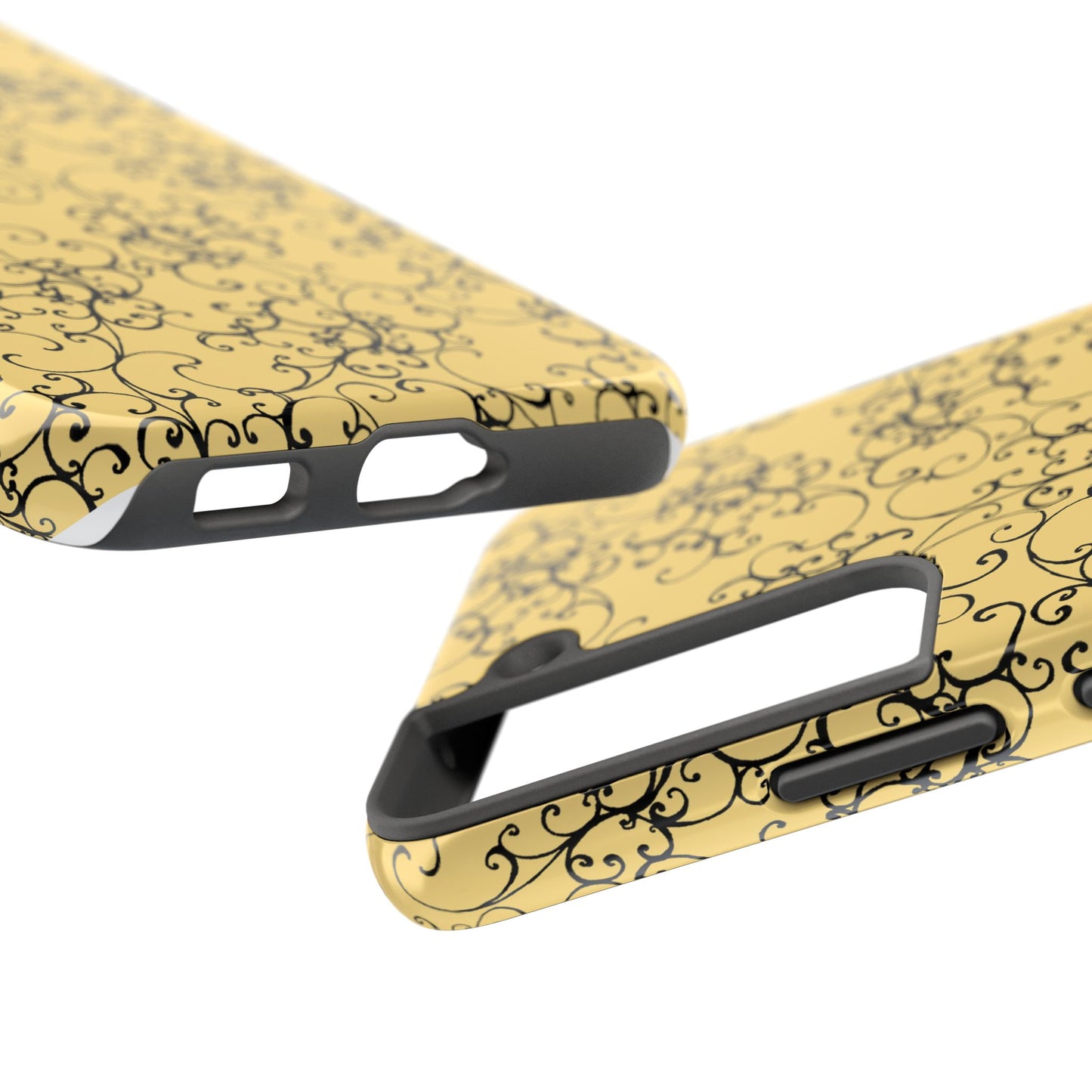 Elegant Scroll Yellow / Black Phone Case