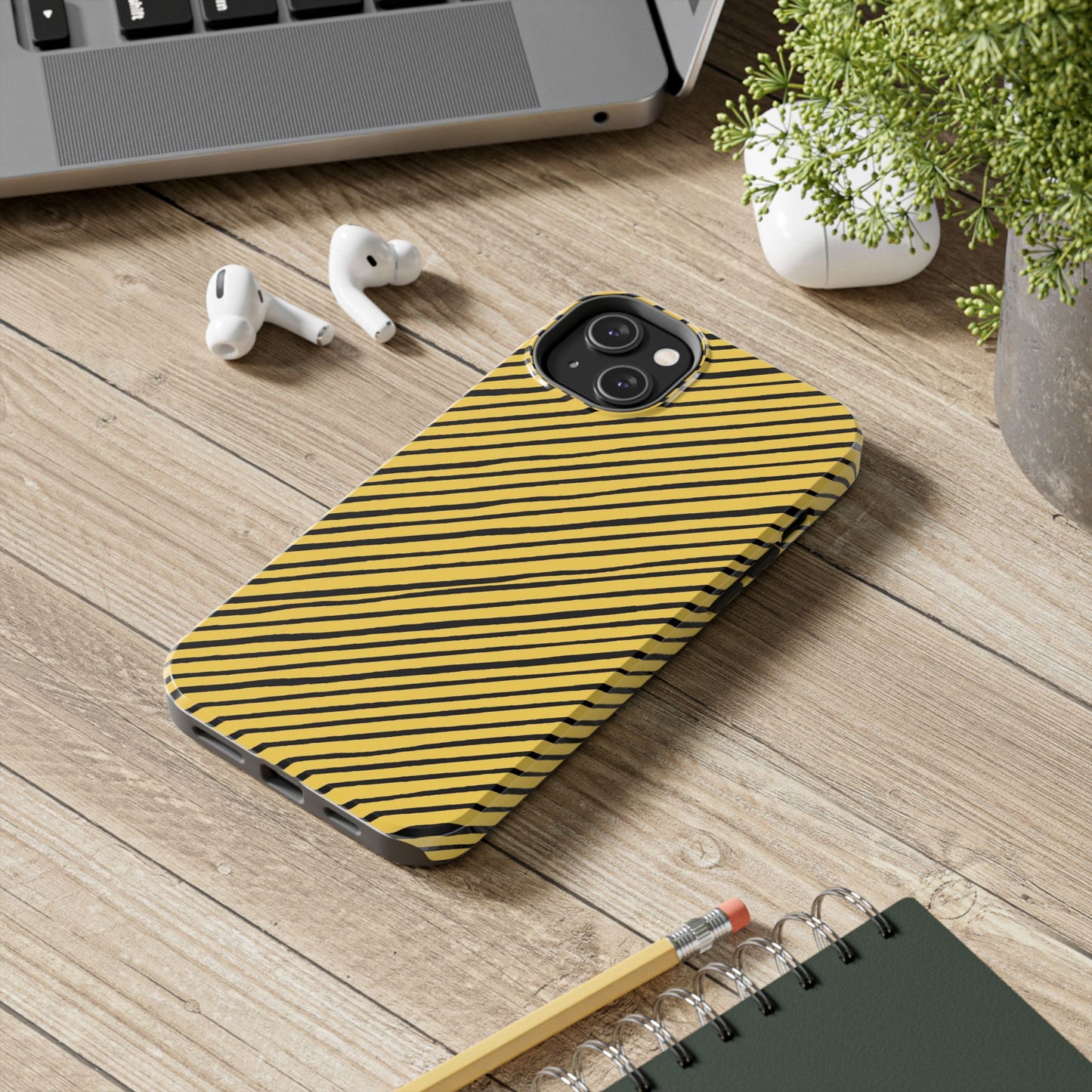 Quirky Bias Stripe Yellow / Black Phone Case