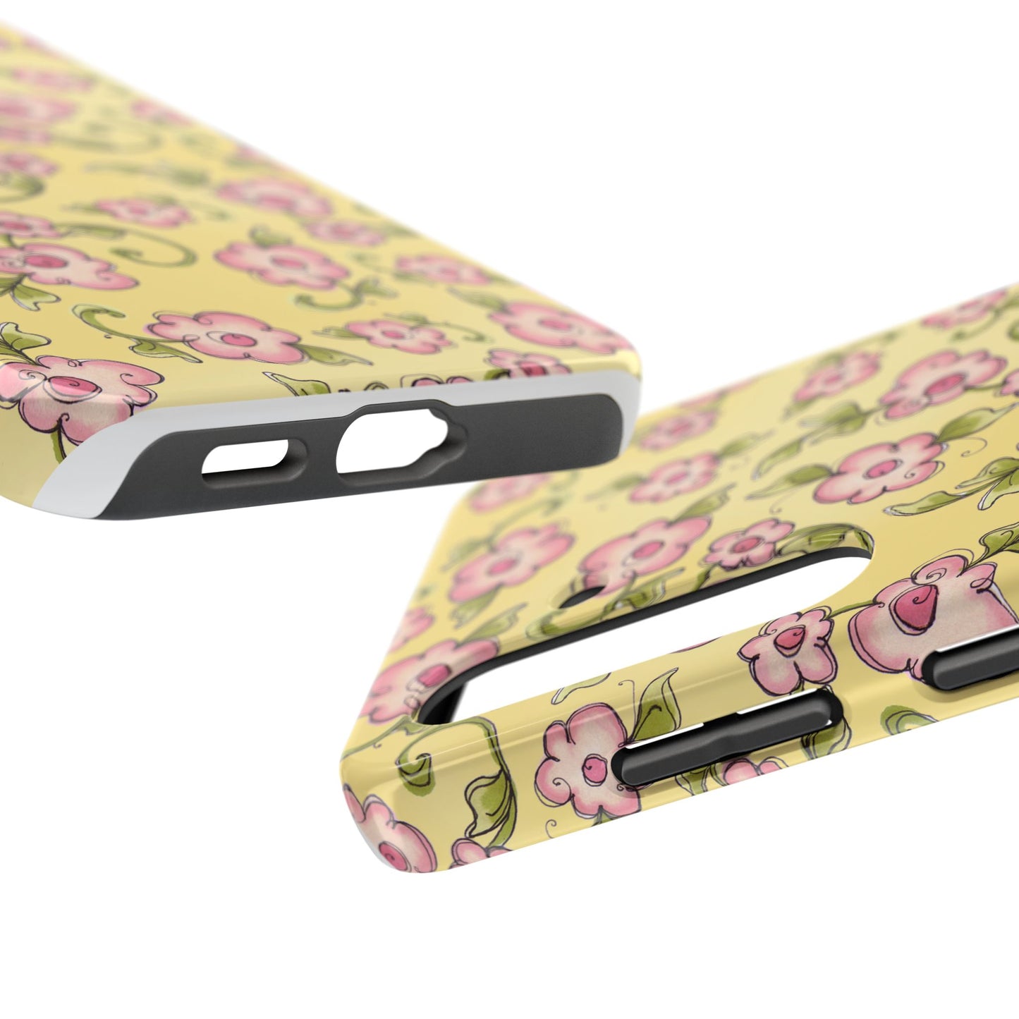 Scroll Daisies Yellow / Peach Phone Case