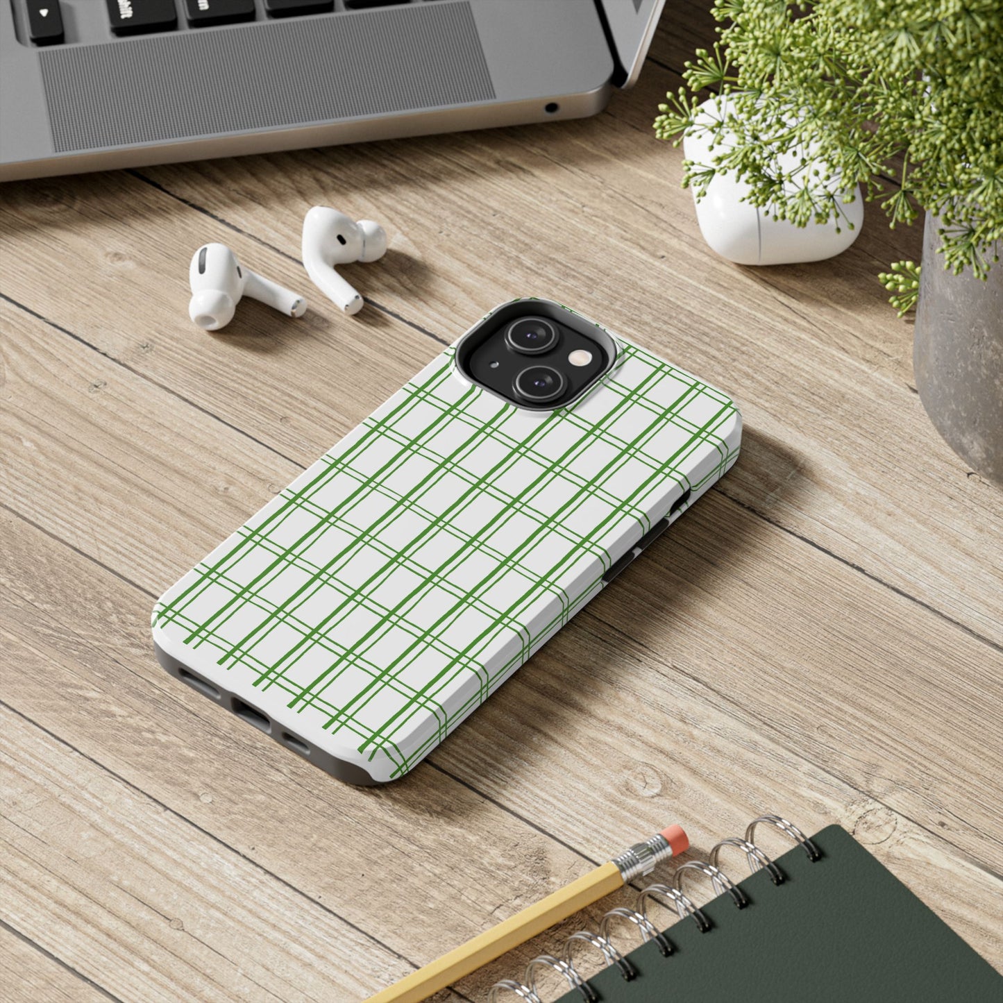 Little Plaid White / Green Phone Case