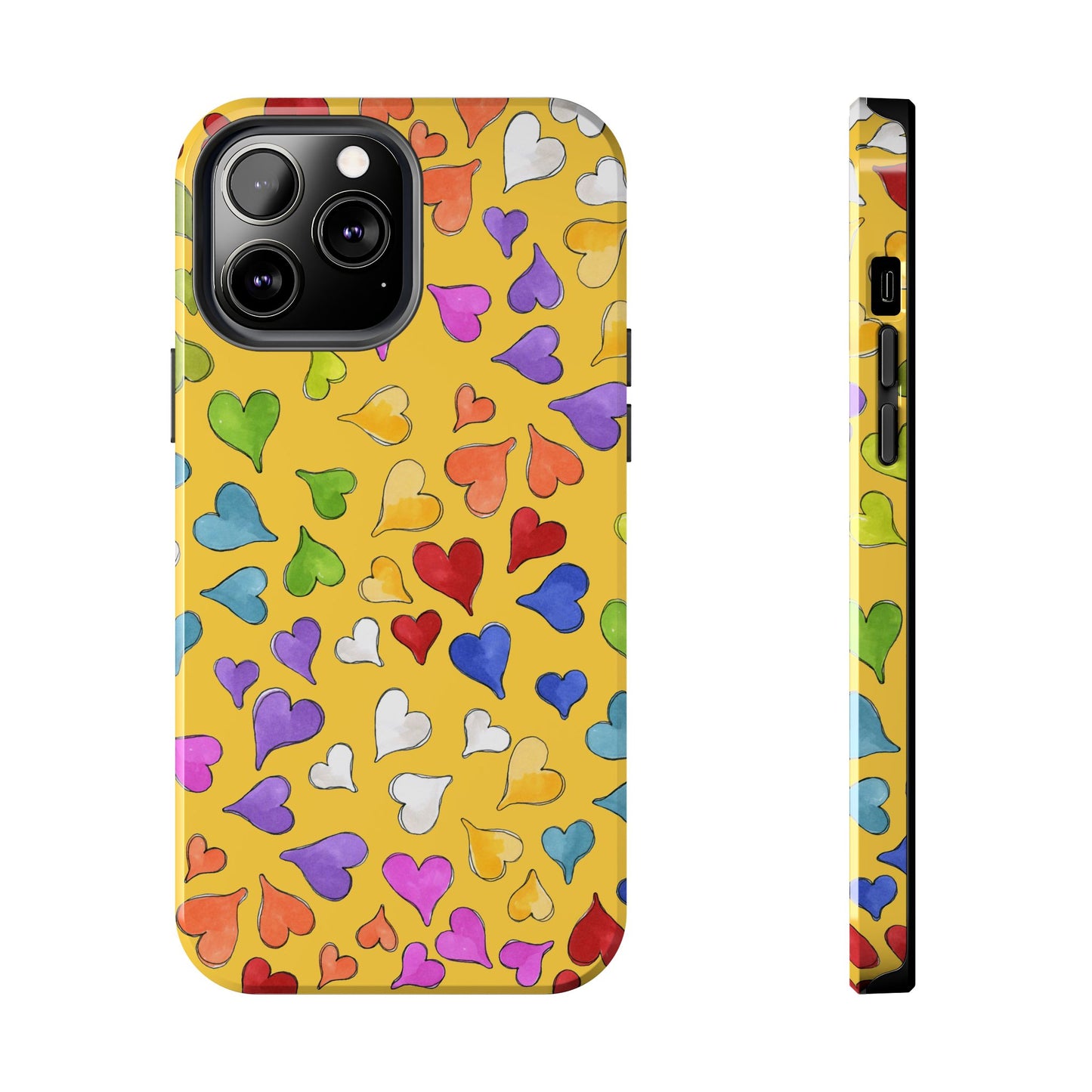 Happy Hearts Yellow Phone Case