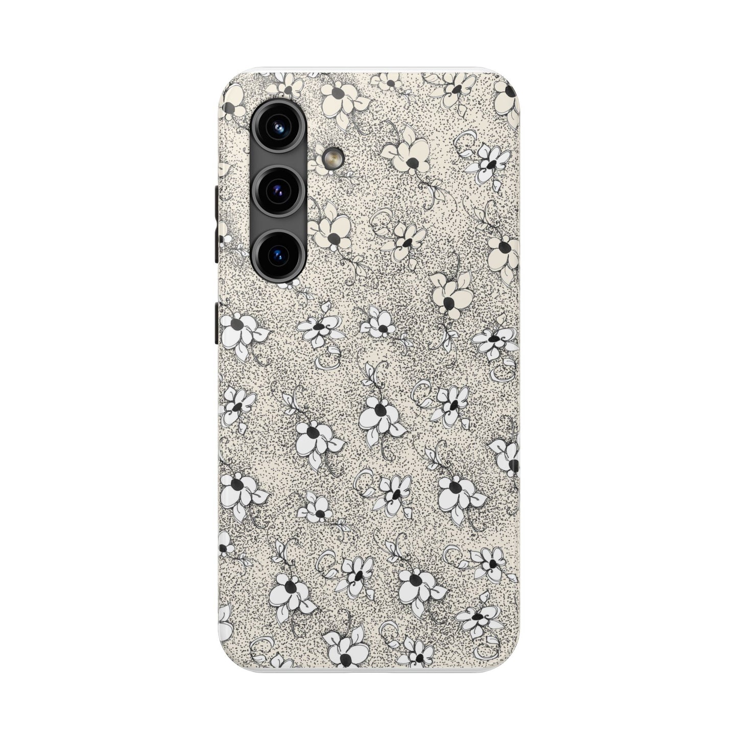 Daisy Flecks Ivory / Black Phone Case