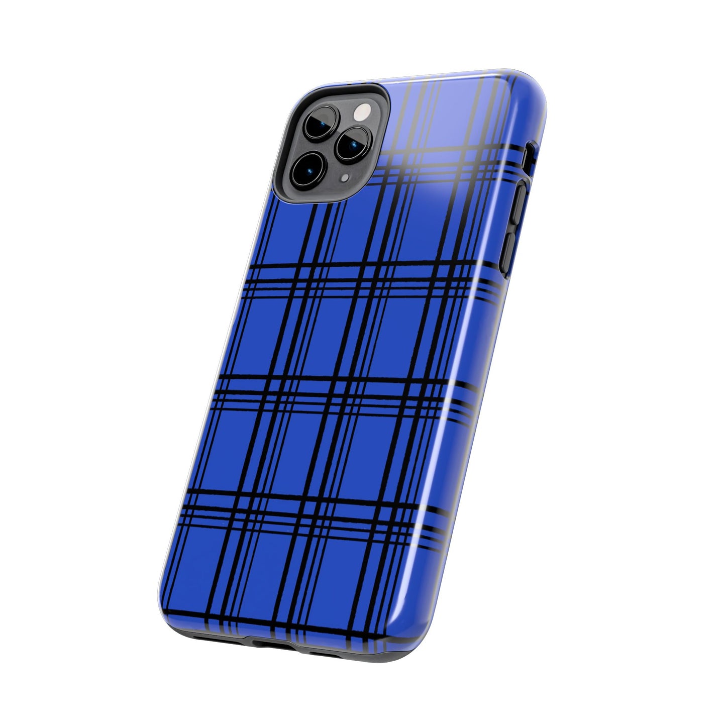 Glad Plaid Blue / Black Phone Case