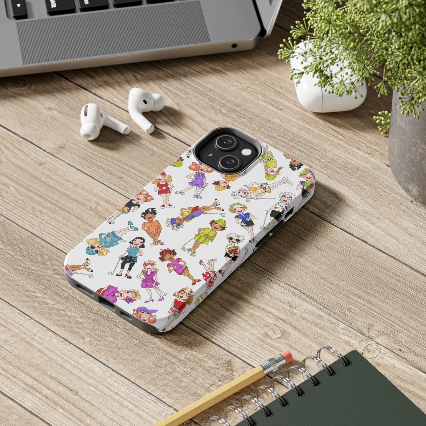 Tossed Golfer Girls White Phone Case