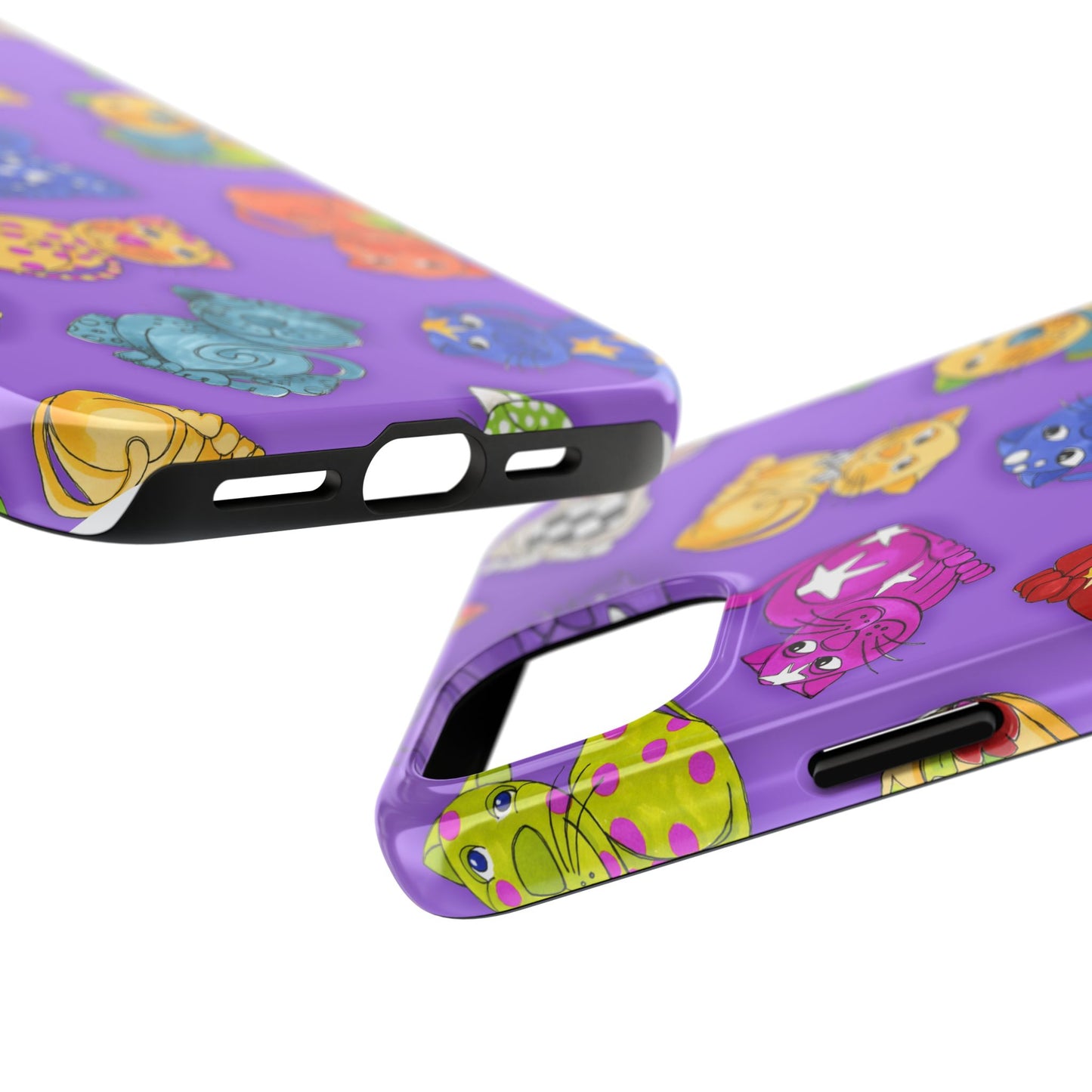 Tossed Happy Cats Purple Phone Case