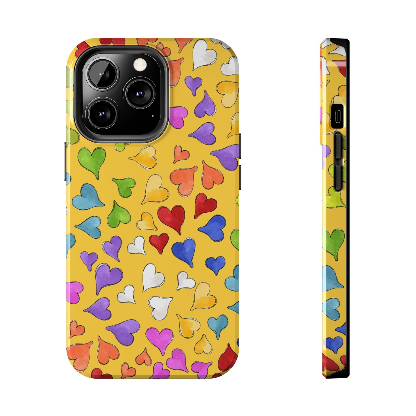 Happy Hearts Yellow Phone Case