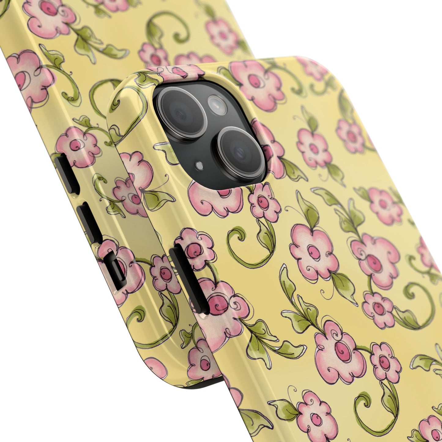 Scroll Daisies Yellow / Peach Phone Case