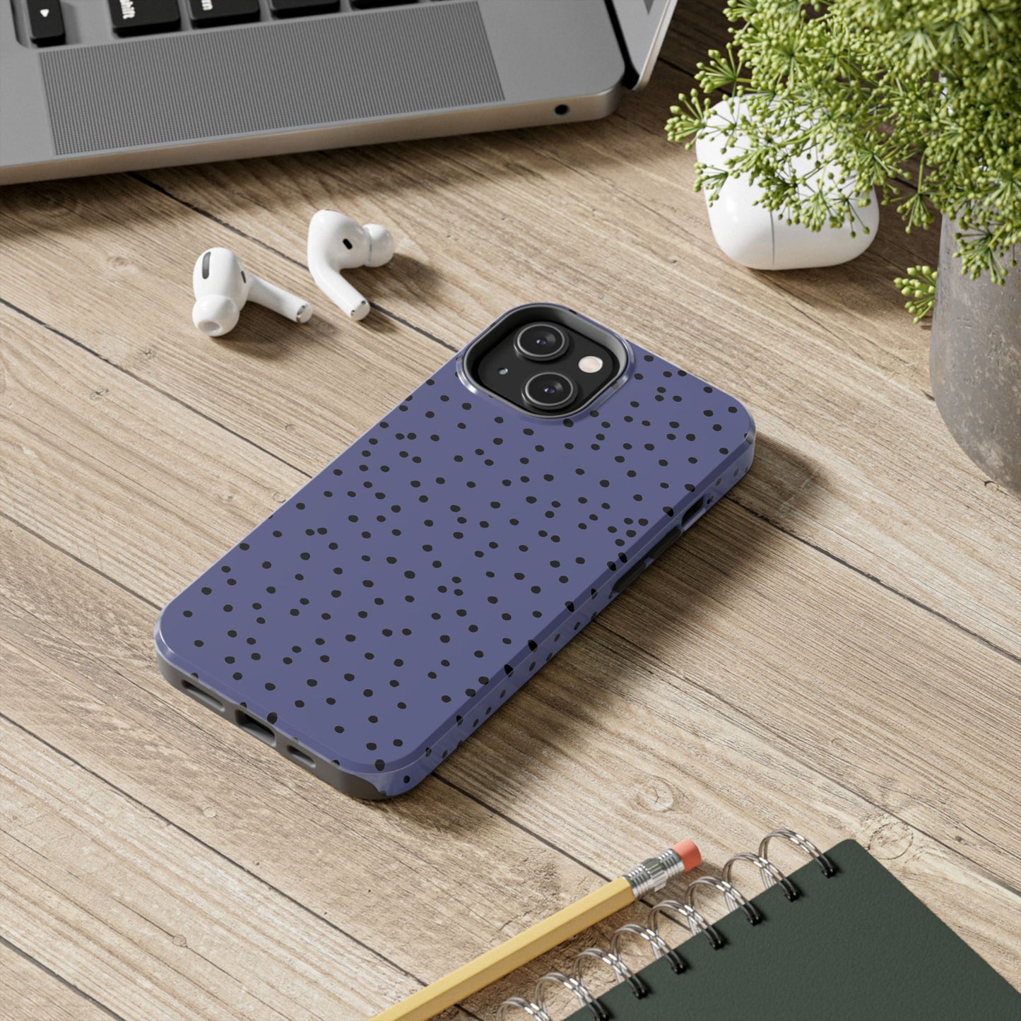 Dinky Dots Blue / Black Phone Case