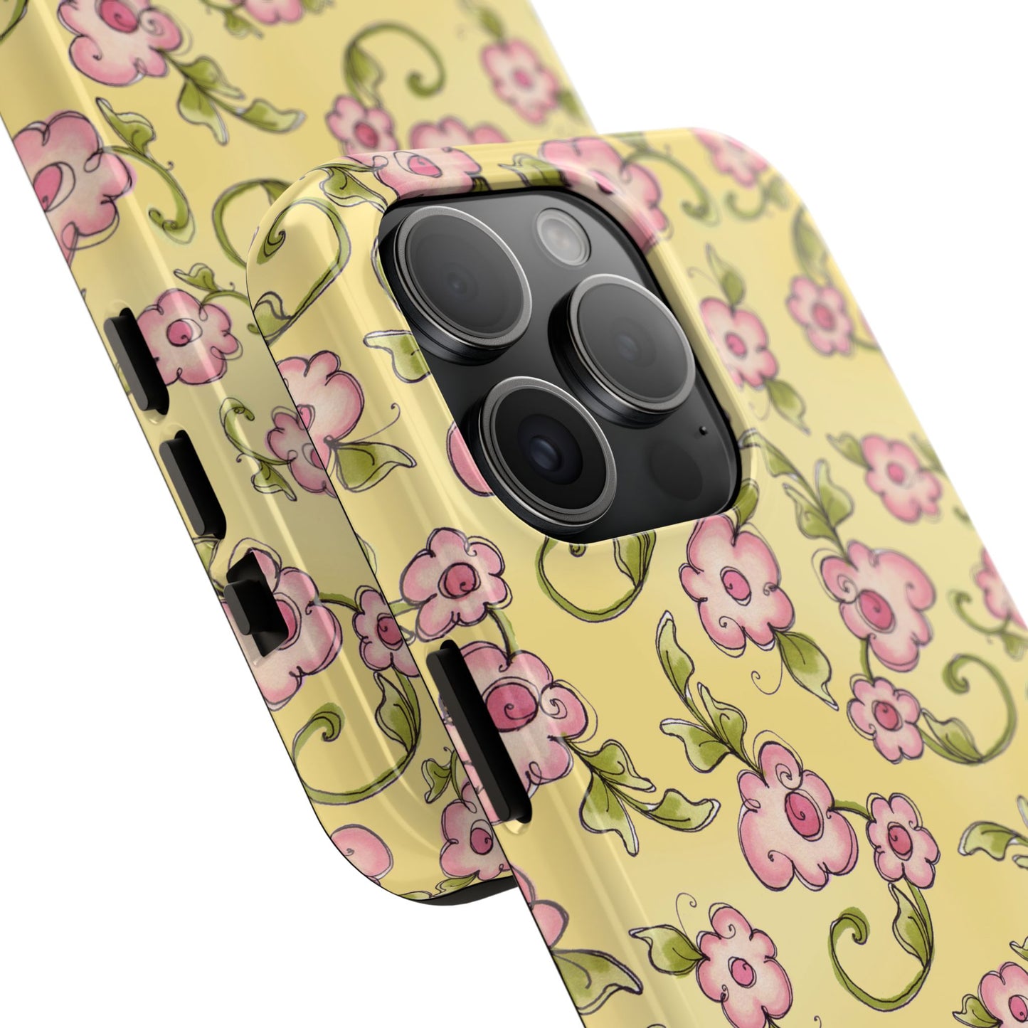 Scroll Daisies Yellow / Peach Phone Case