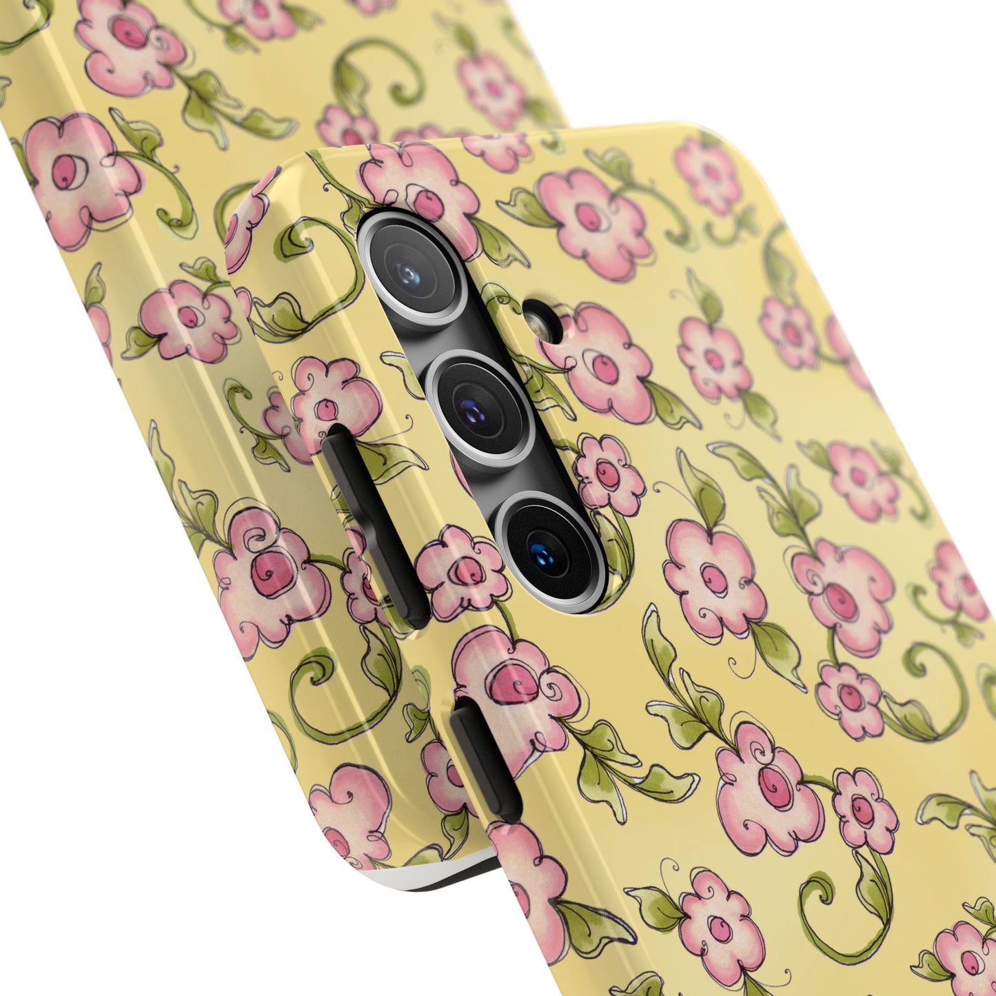 Scroll Daisies Yellow / Peach Phone Case
