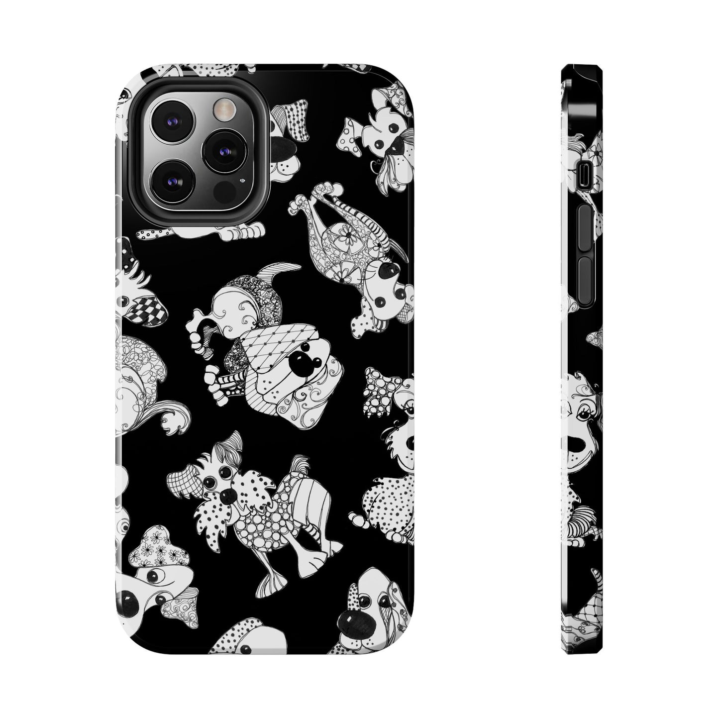 Doodle Dogs Black Phone Case