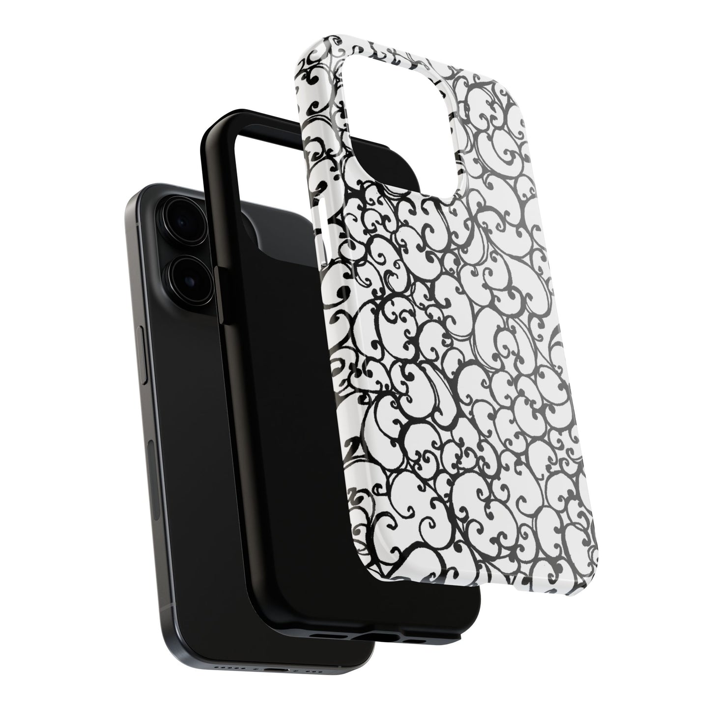 Scrollie White / Black Phone Case