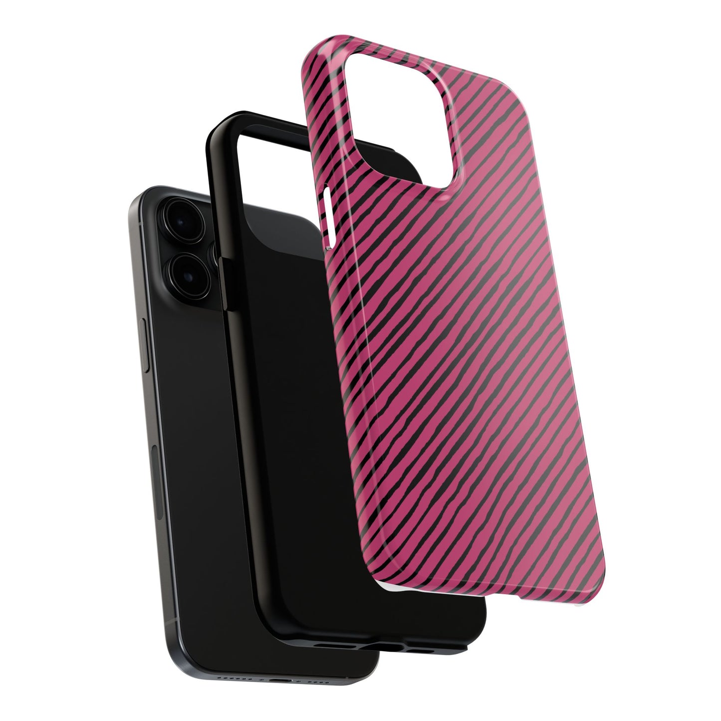 Quirky Bias Stripe Magenta / Black Phone Case