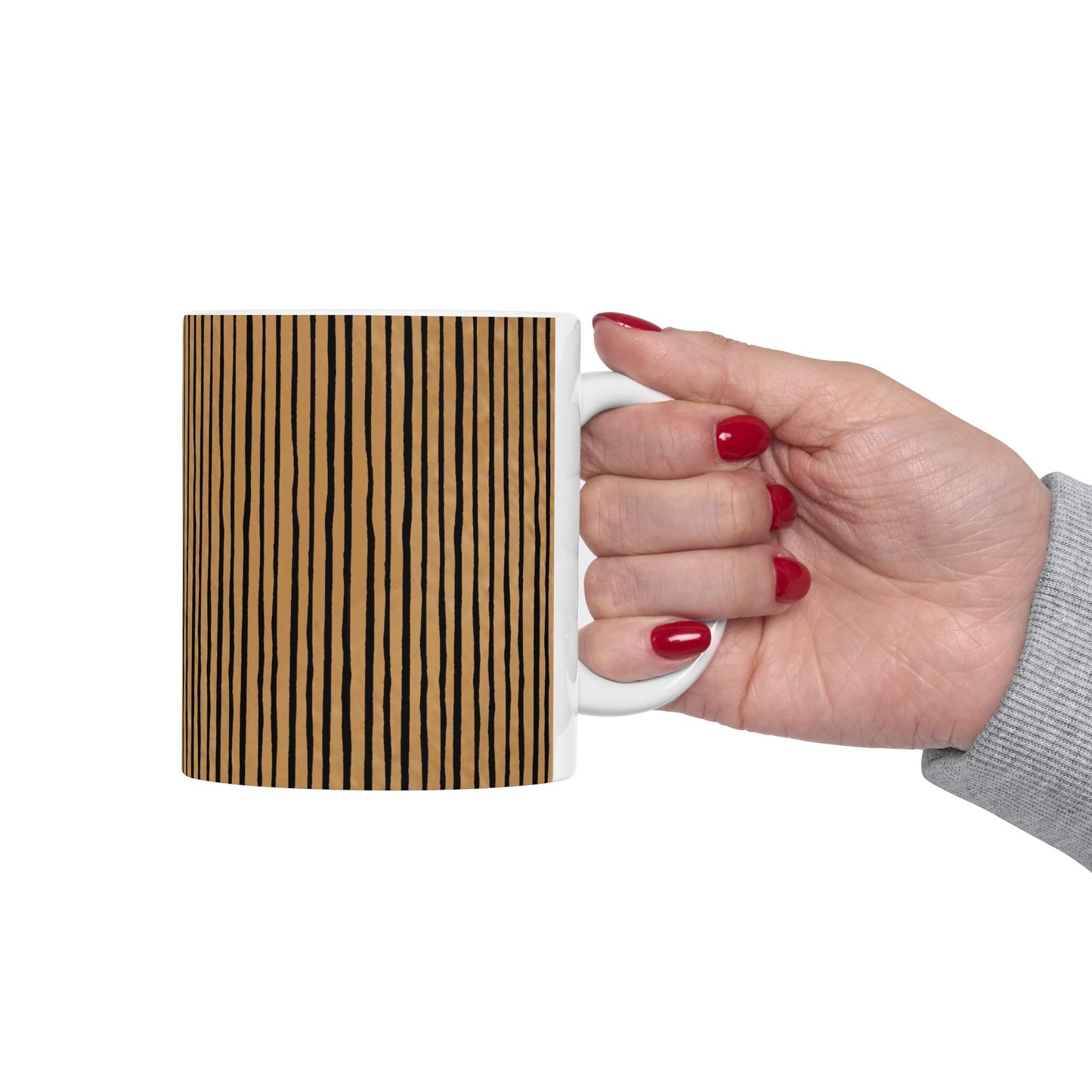 Quirky Pin Stripe Tan / Black Cup