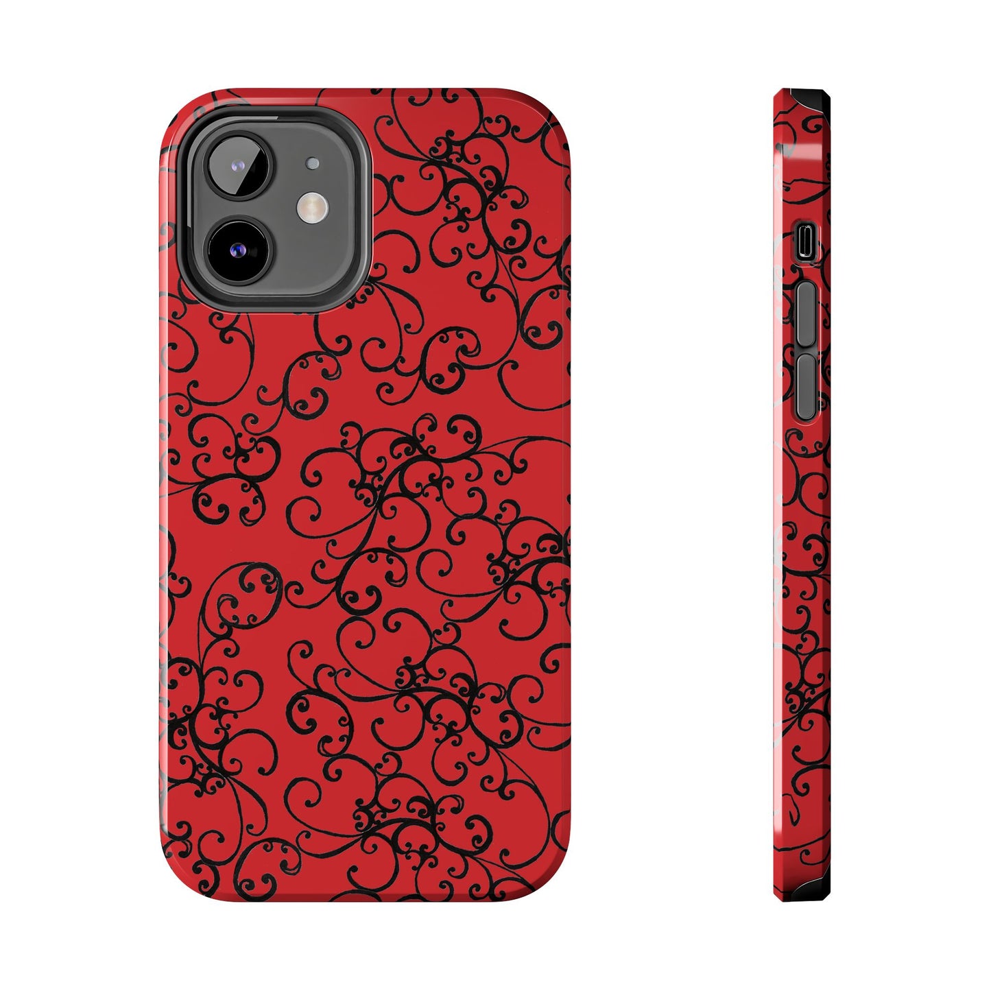 Elegant Scroll Red / Black Phone Case