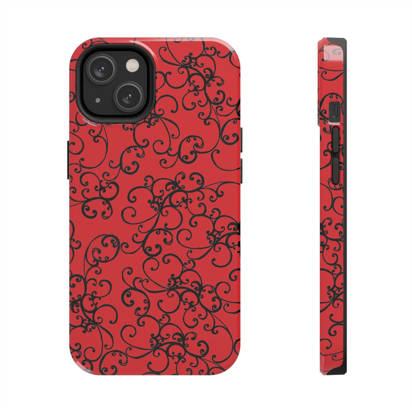 Elegant Scroll Red / Black Phone Case