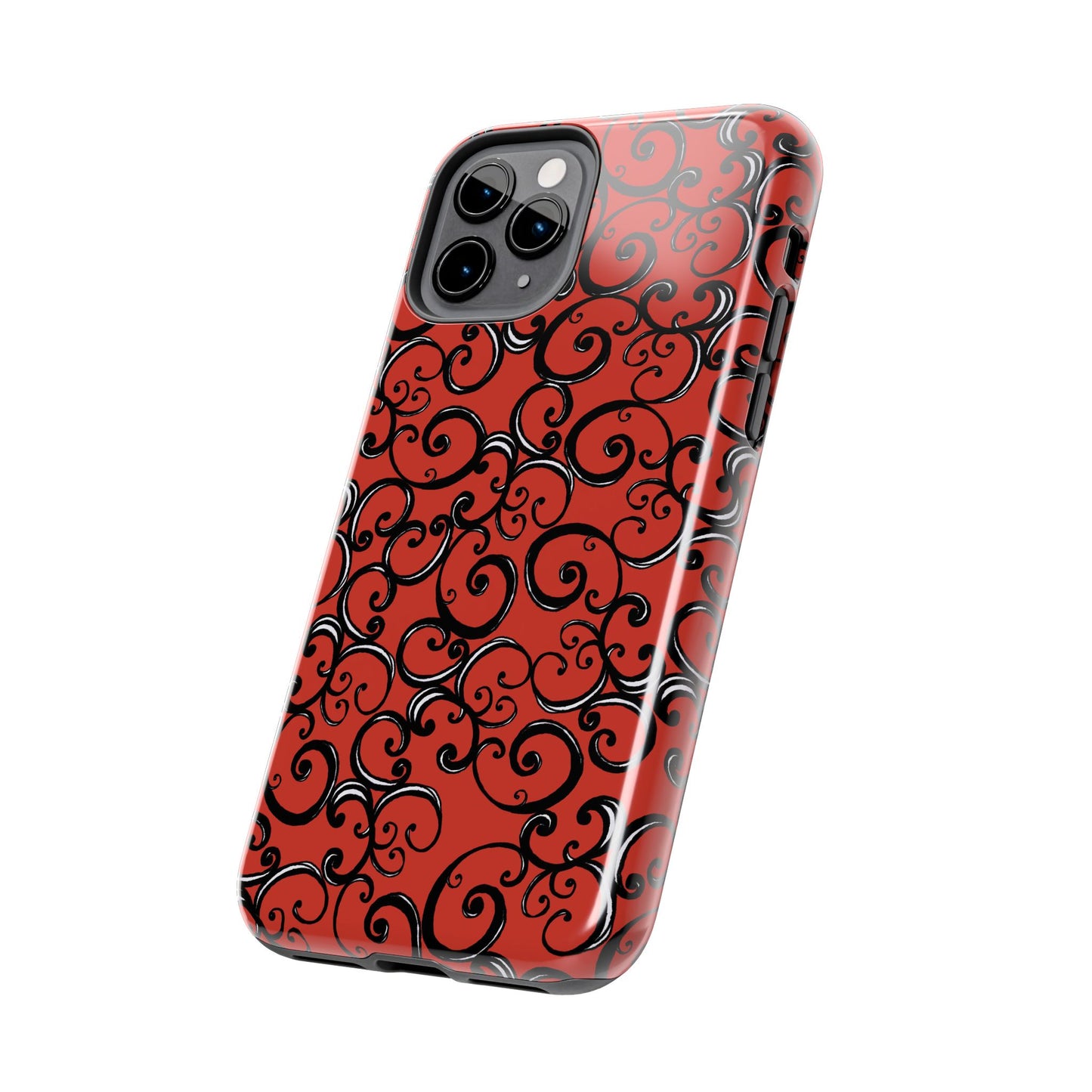 Curls Red / Black Phone Case