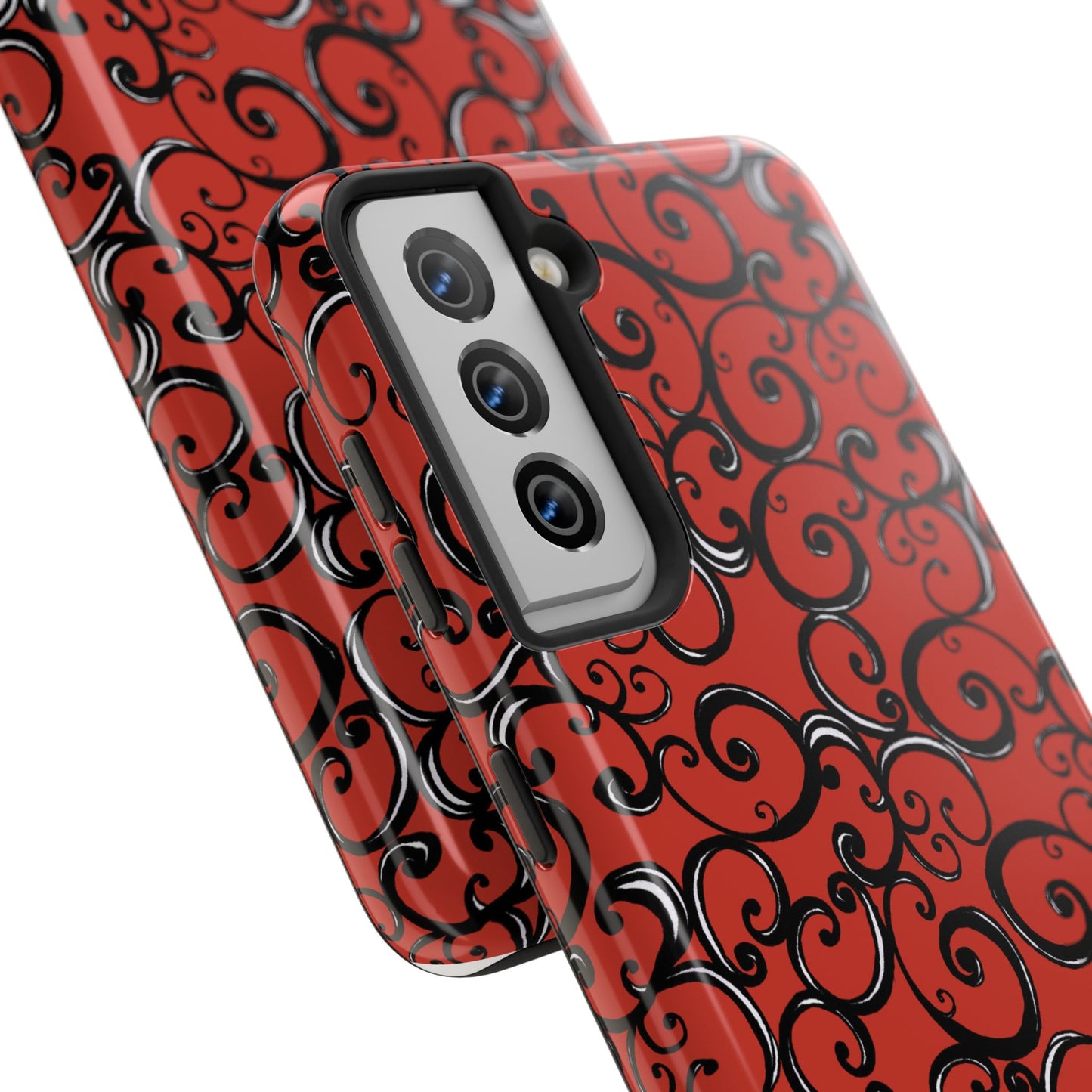 Curls Red / Black Phone Case