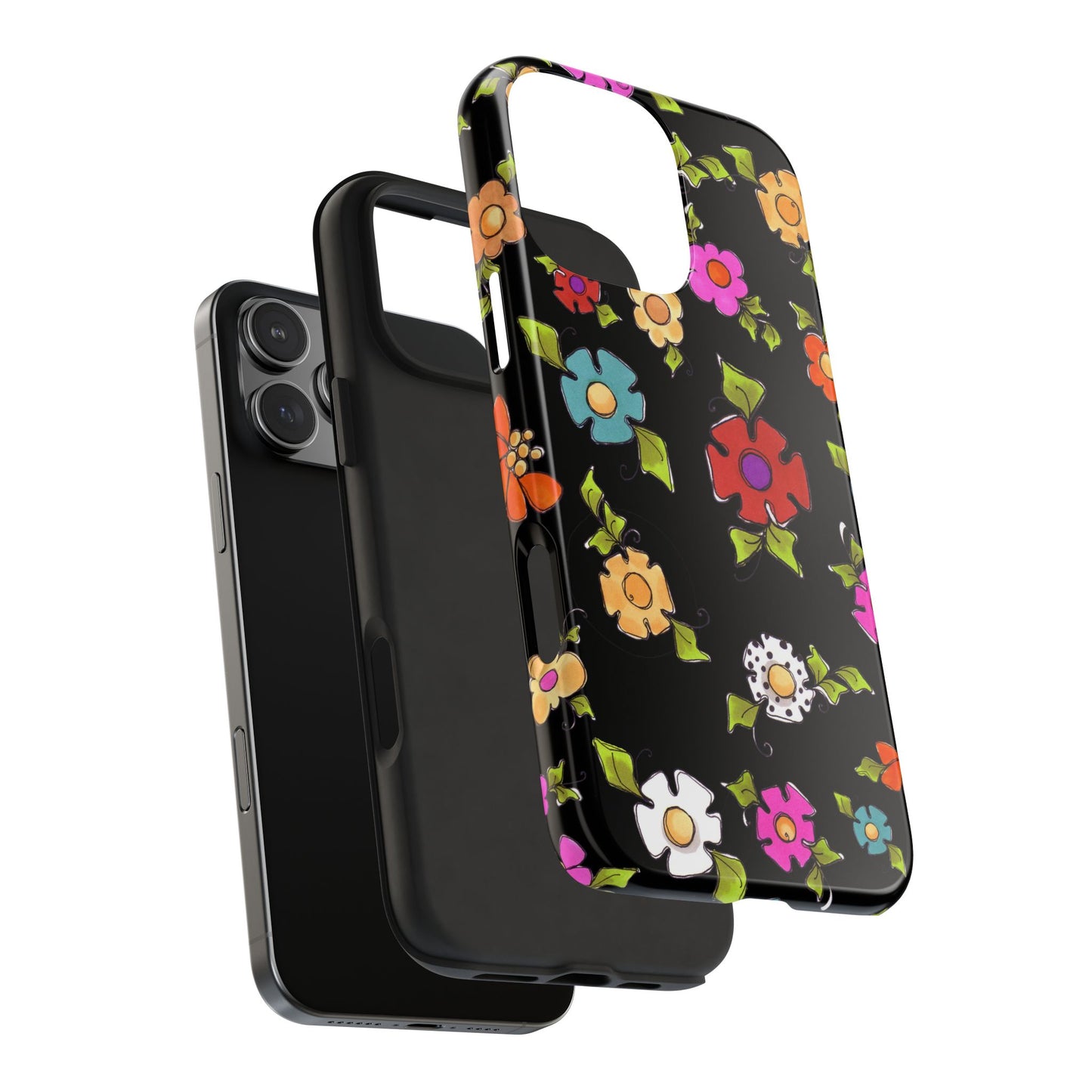 Dog Blooms Black Phone Case