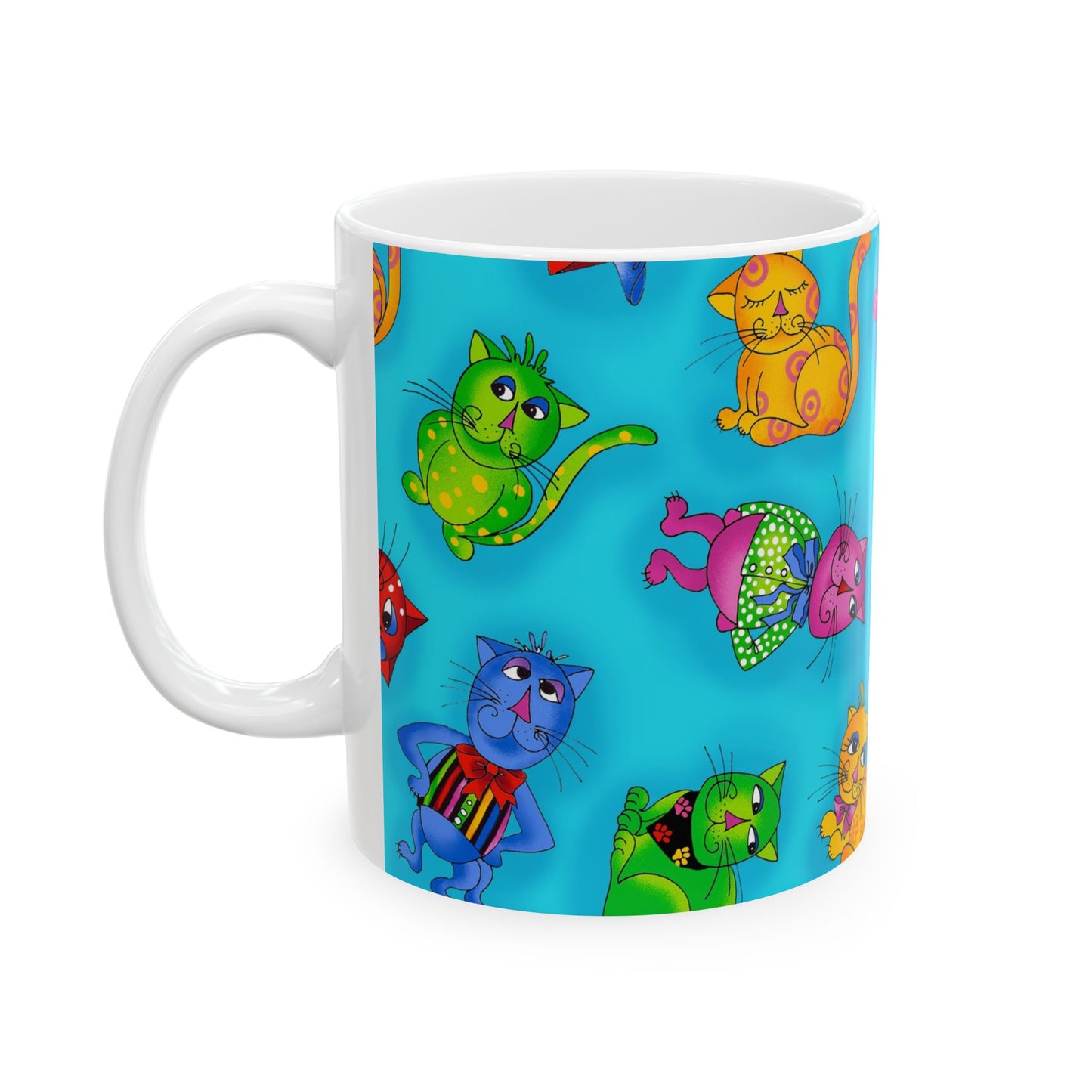Tossed Cool Cats Turquoise Cup