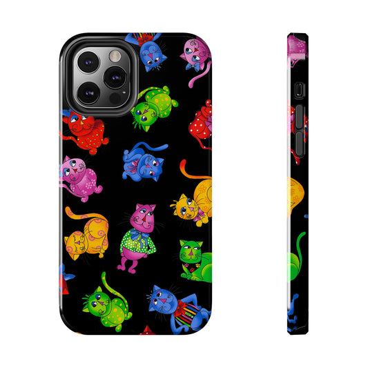 Tossed Cool Cats Black Phone Case
