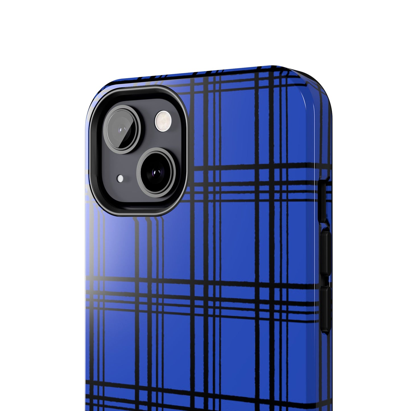 Glad Plaid Blue / Black Phone Case