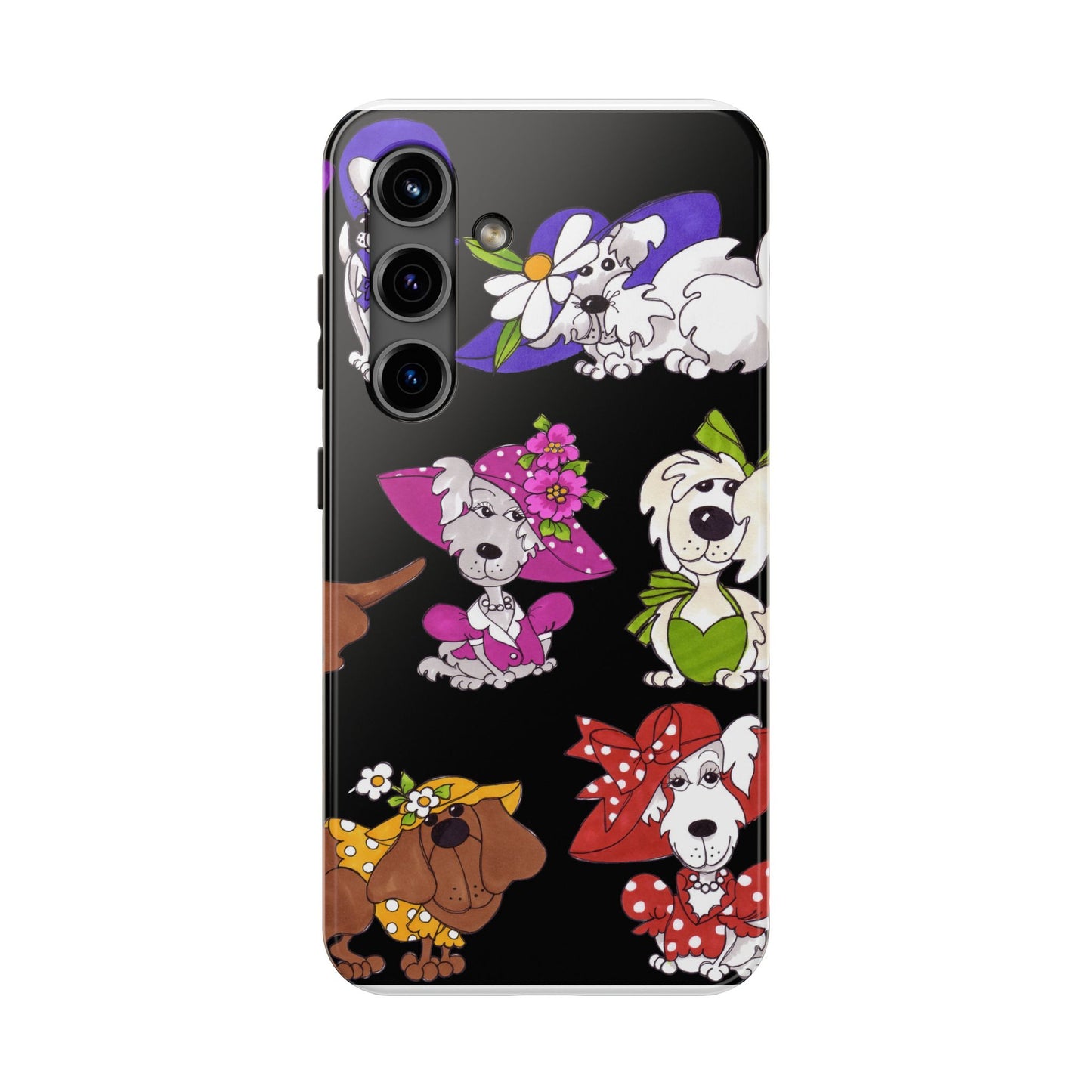 Fancy Dog Line Up Black Phone Case