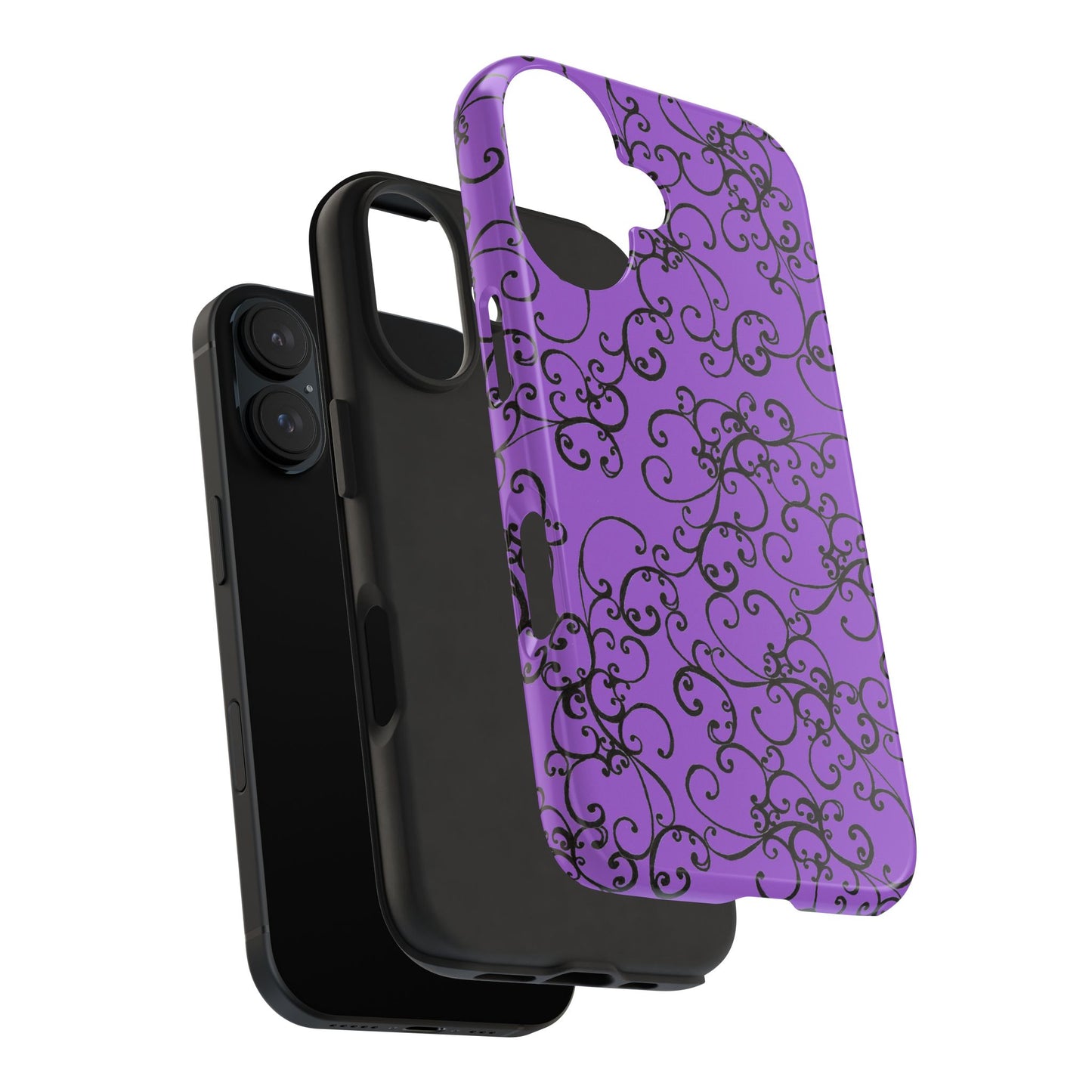 Elegant Scroll Purple / Black Phone Case