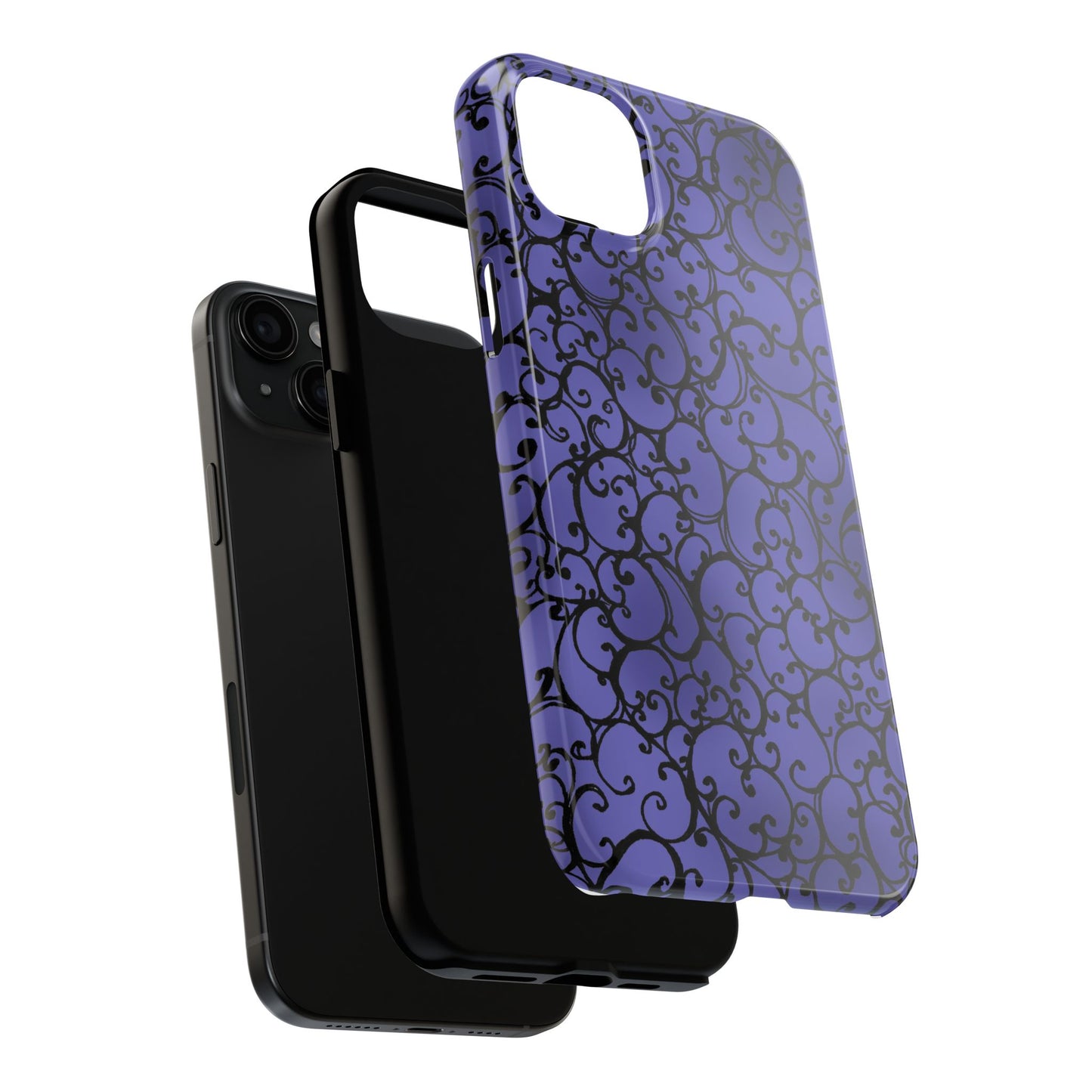 Scrollie Violet / Black Phone Case