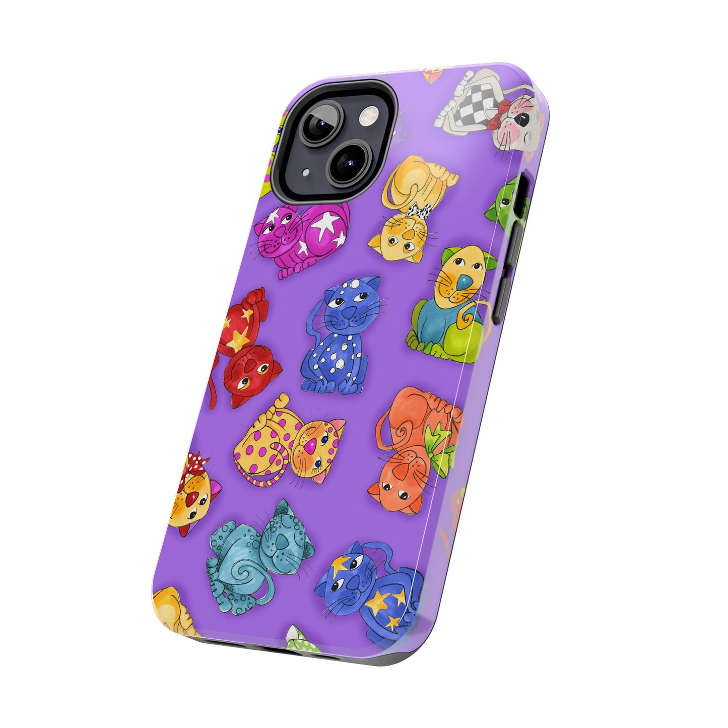 Tossed Happy Cats Purple Phone Case