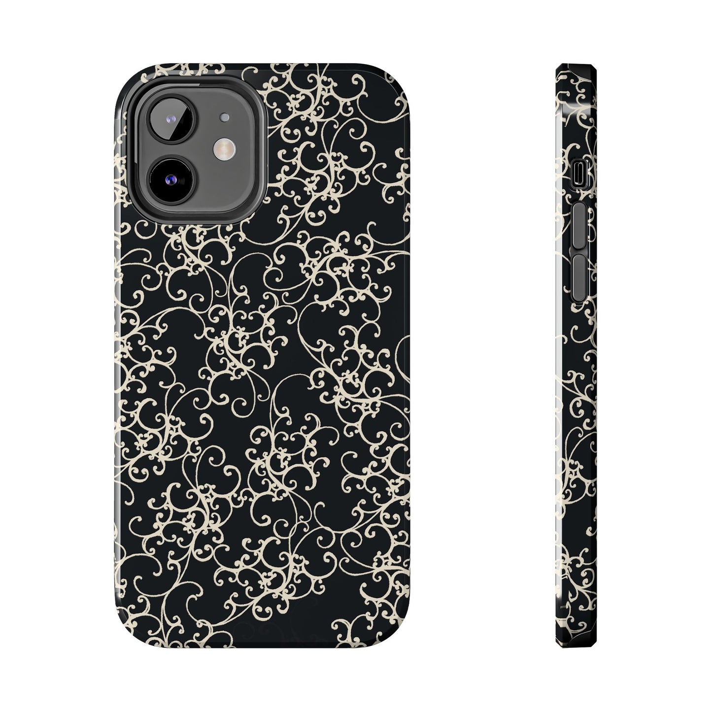 Elegant Scroll Black / Ivory Phone Case