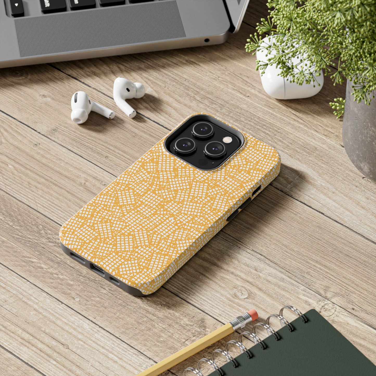 Check Patch Small Yellow Phone Case