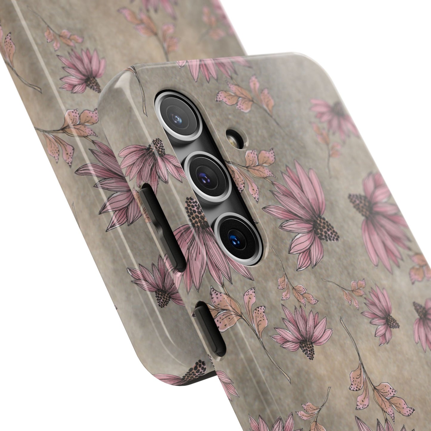 Wild Cone Flowers Taupe Marble Phone Case