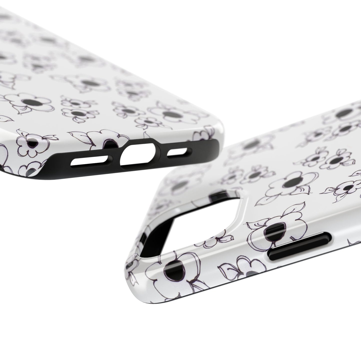 Daisy Cluster White / Black Phone Case