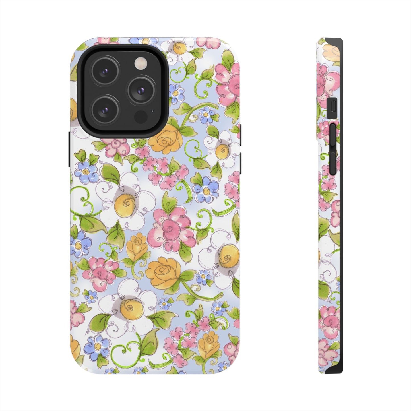 Flower Frolic Blue Phone Case