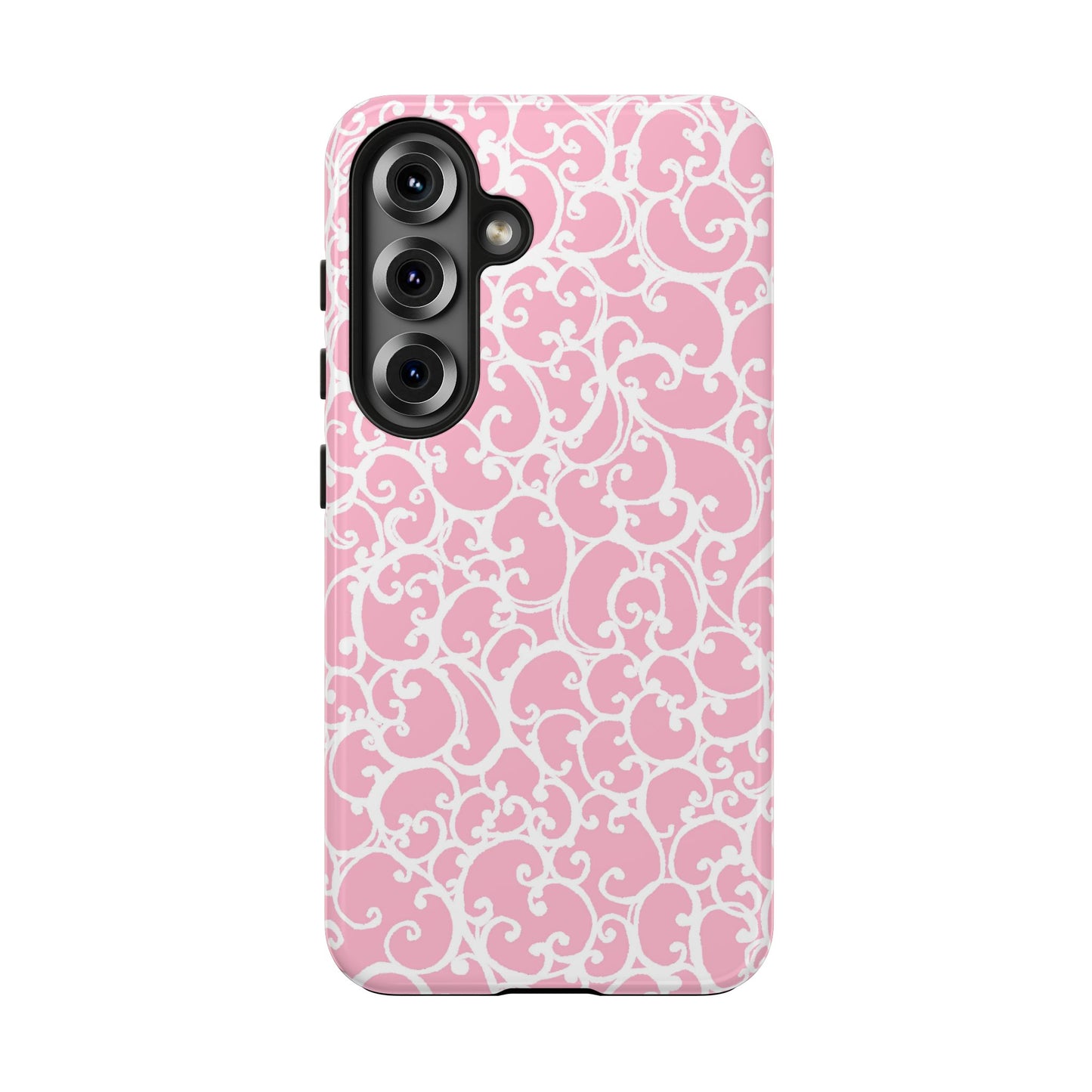 Scrollie Pink / White Phone Case