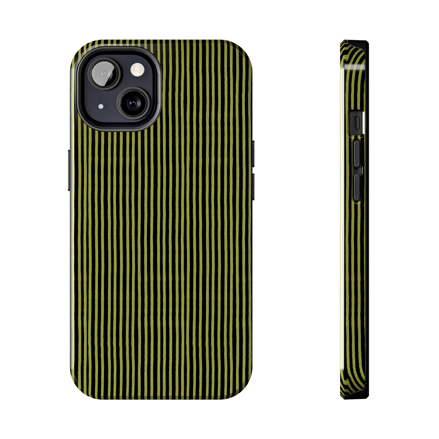 Happy Stripe Green / Black Phone Case