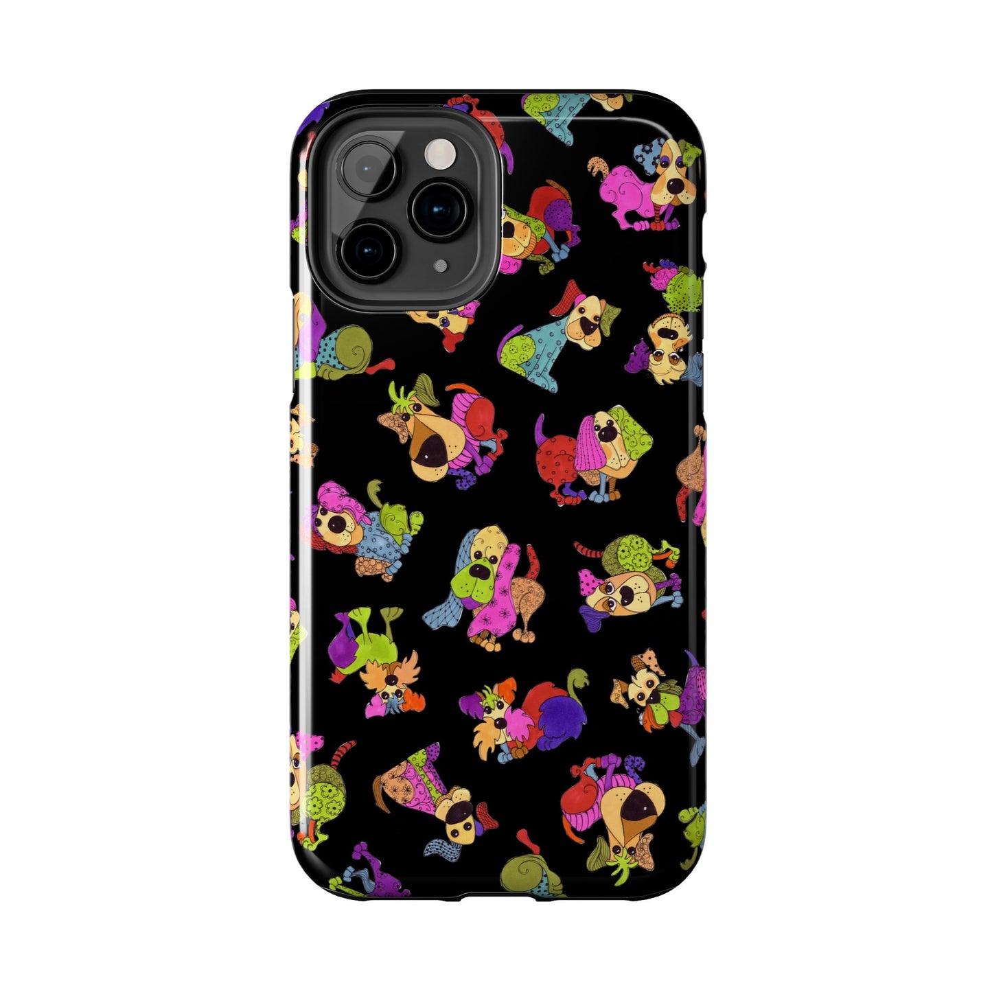 Tossed Happy Dogs Black Phone Case