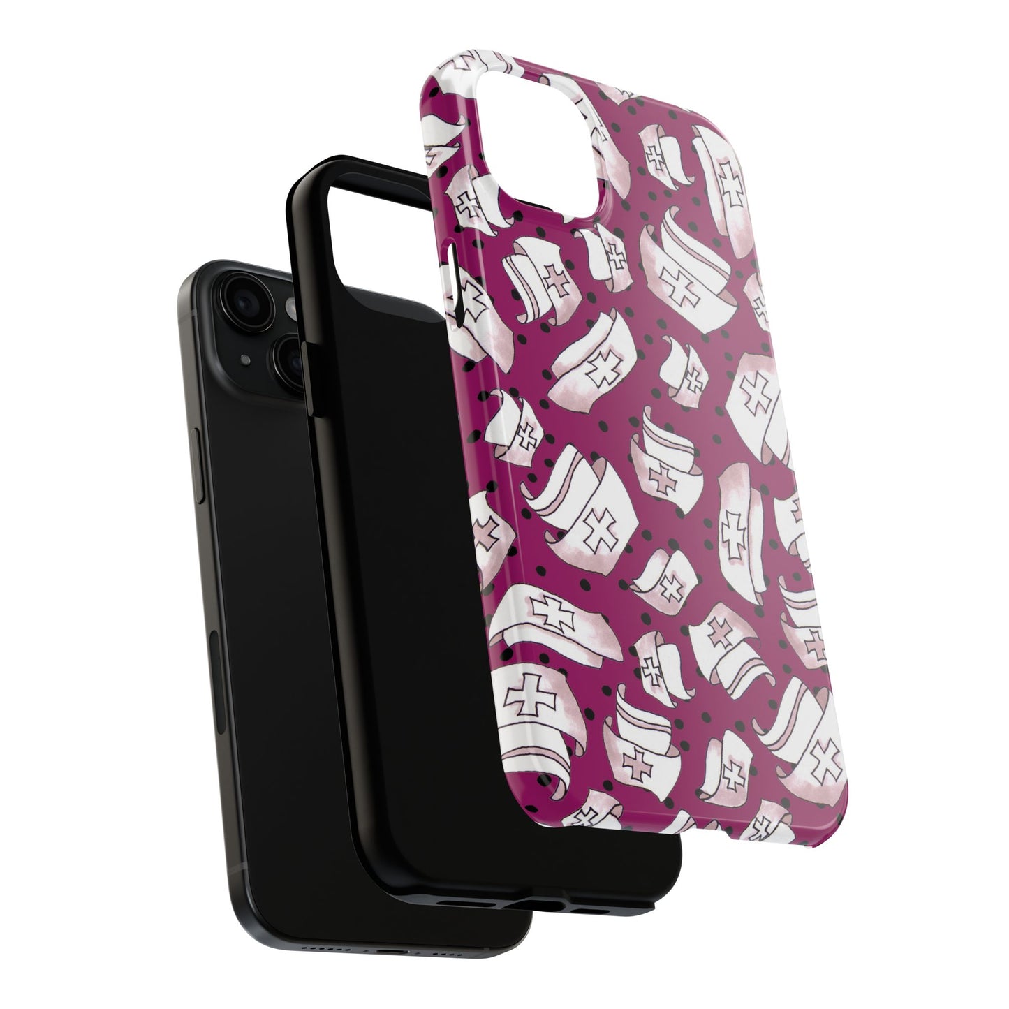 Med Hats Burgundy / Black Phone Case