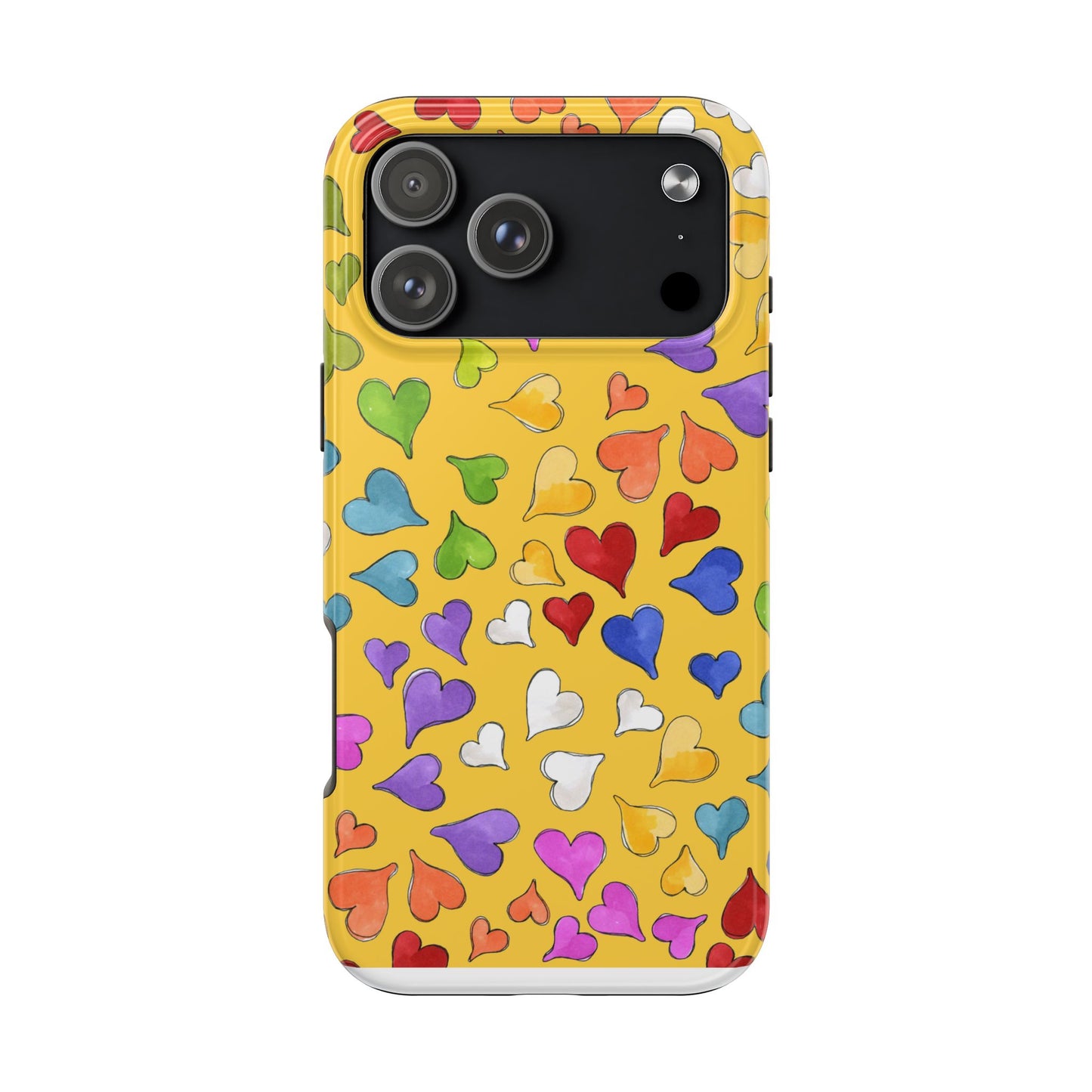 Happy Hearts Yellow Phone Case