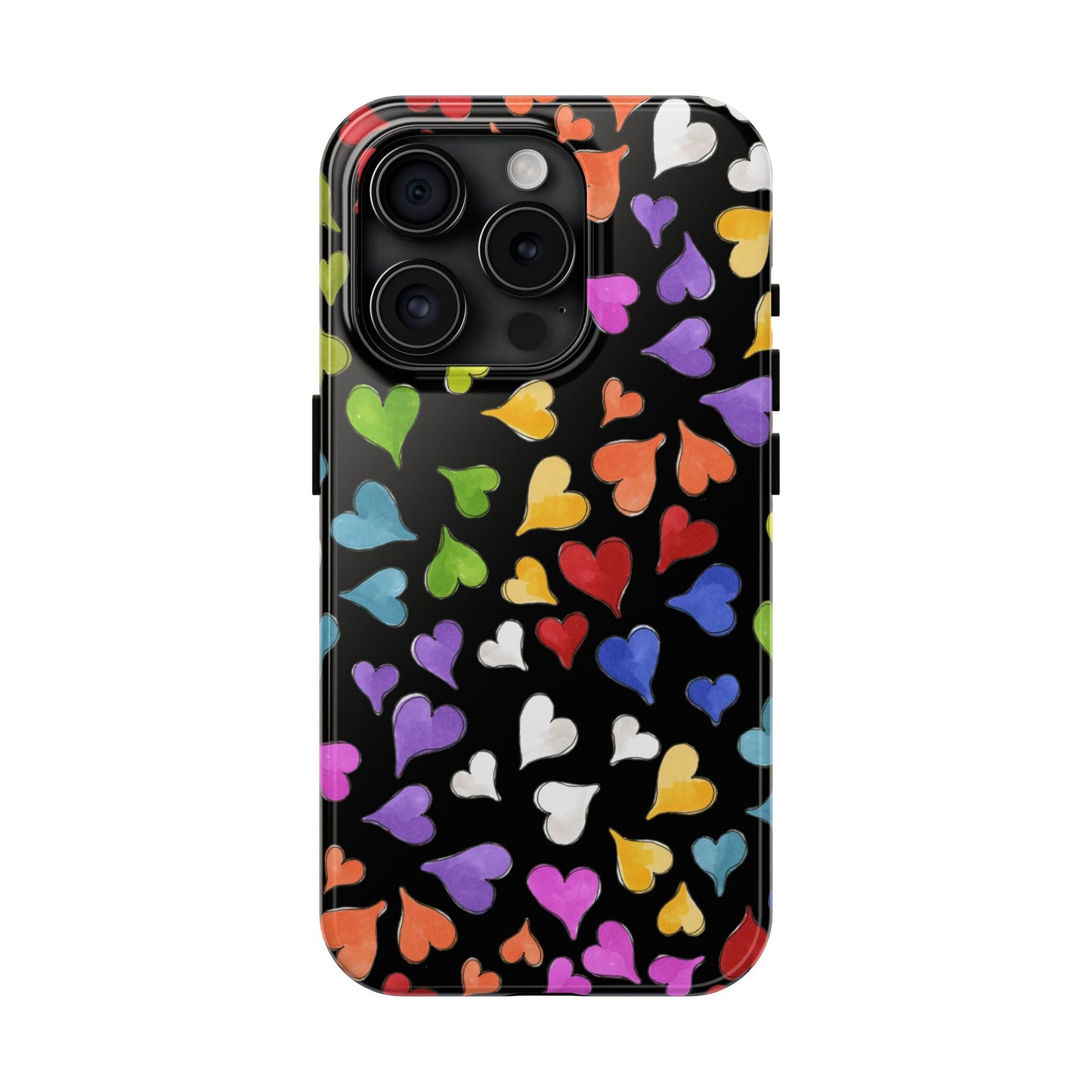 Happy Hearts Black Phone Case