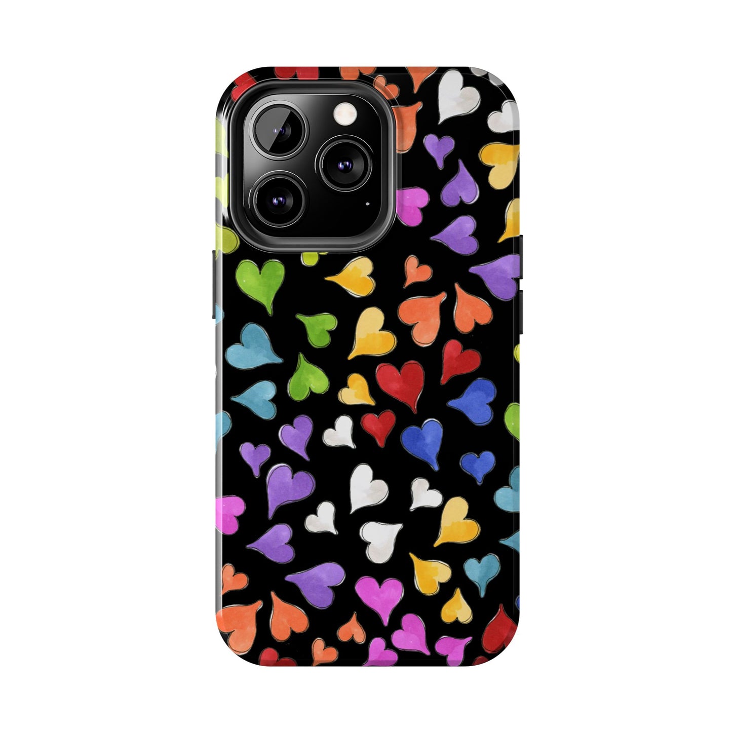 Happy Hearts Black Phone Case