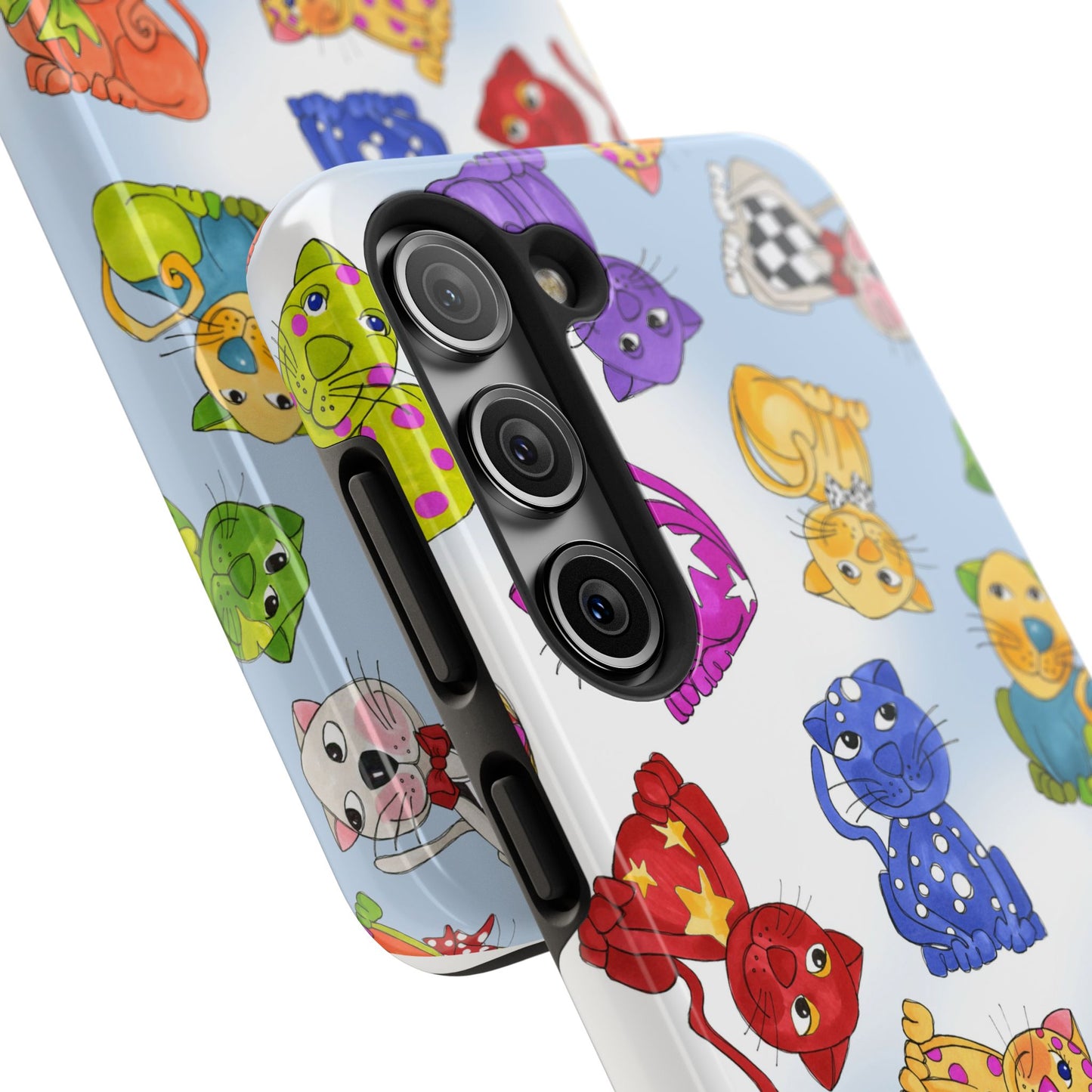 Tossed Happy Cats Blue Sky Phone Case