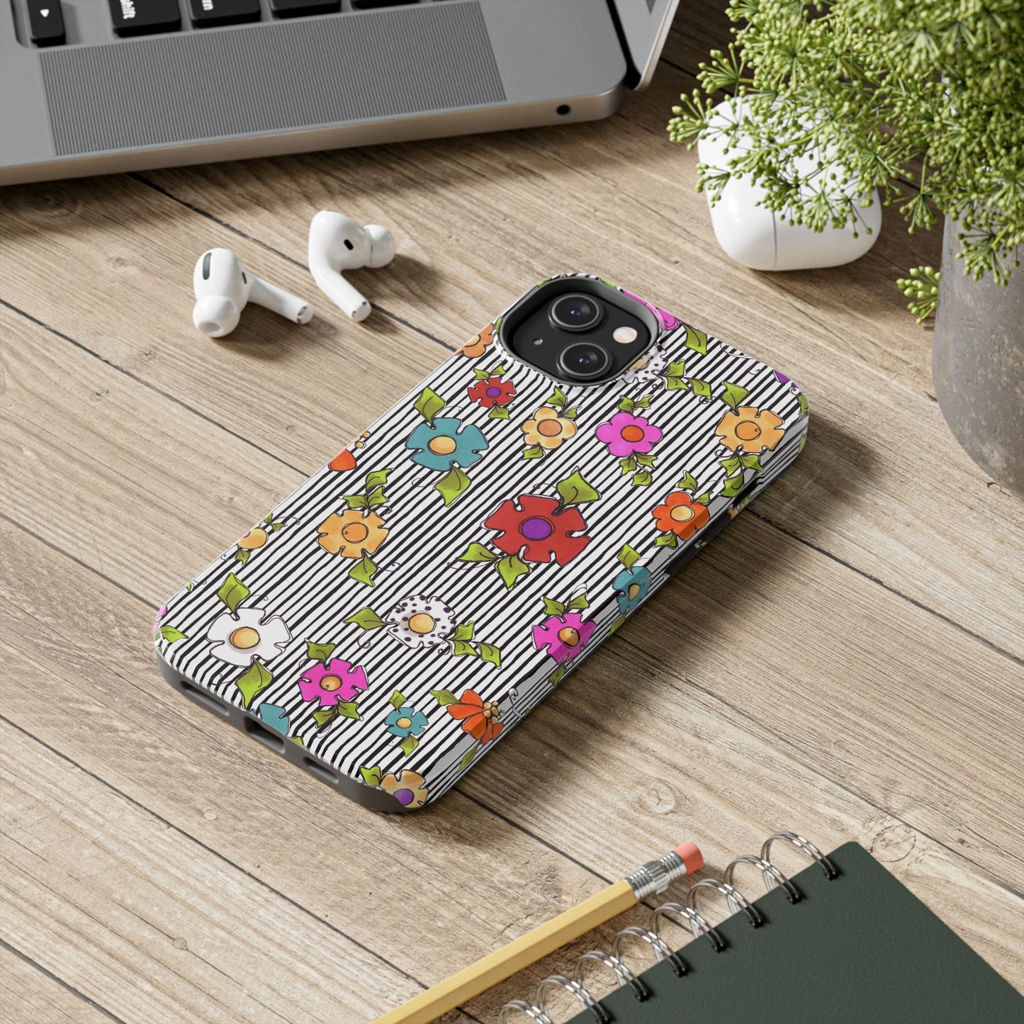Dog Blooms White / Black Phone Case
